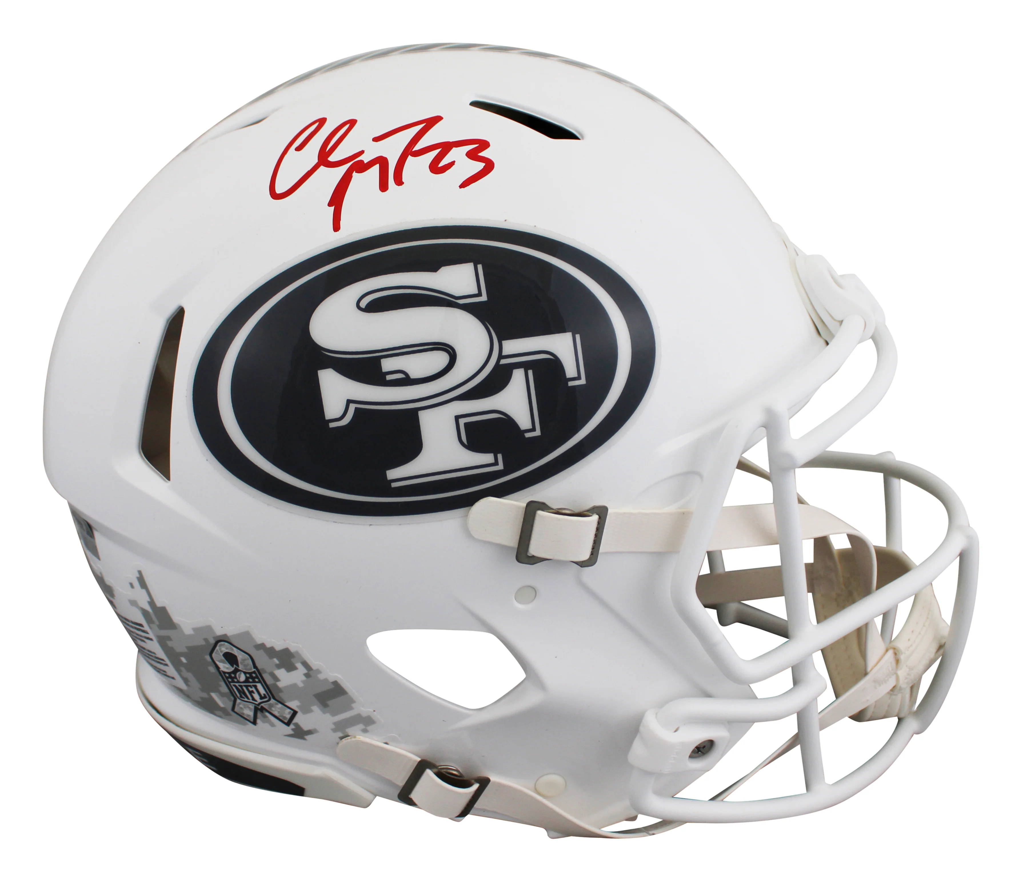 49ers Christian McCaffrey Signed STS III F/S Speed Proline Helmet W/ Case Fan - Image 3