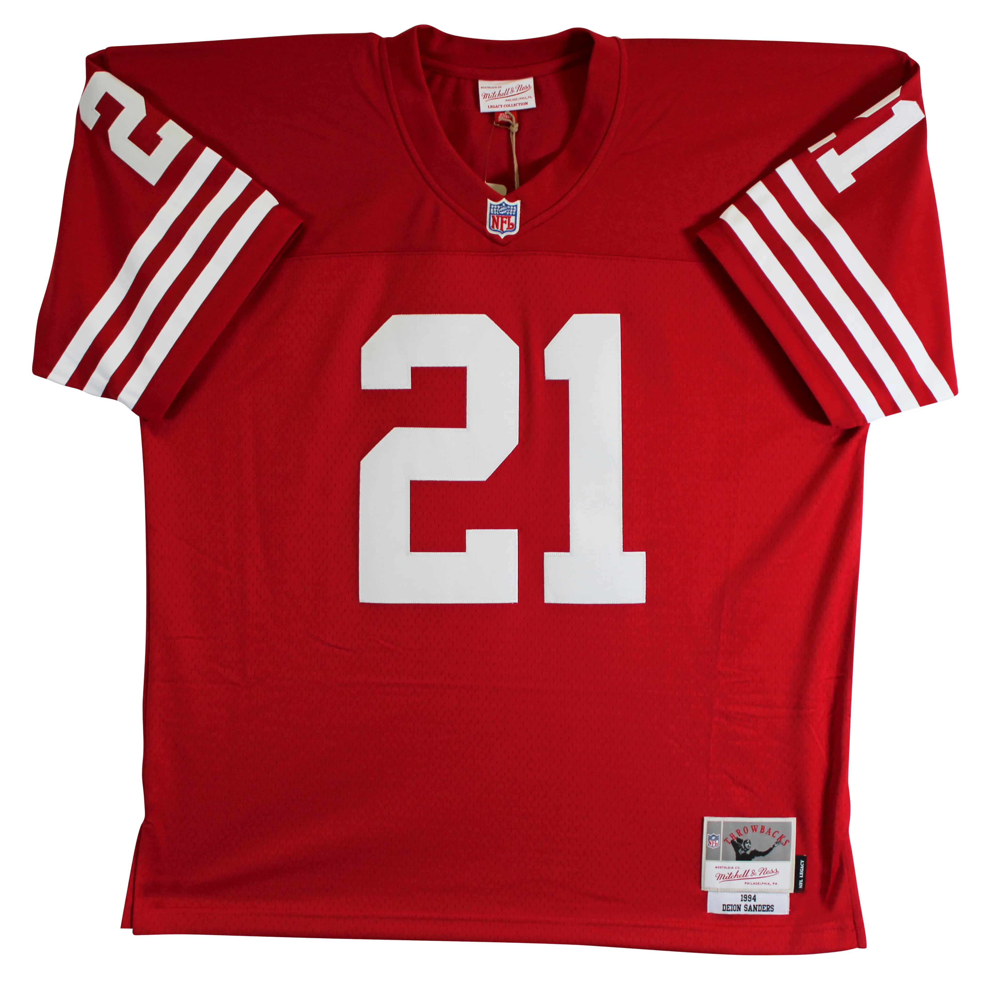 49ers Deion Sanders "Primetime" Authentic Signed Red M&N TB Jersey BAS Witnessed - Image 5