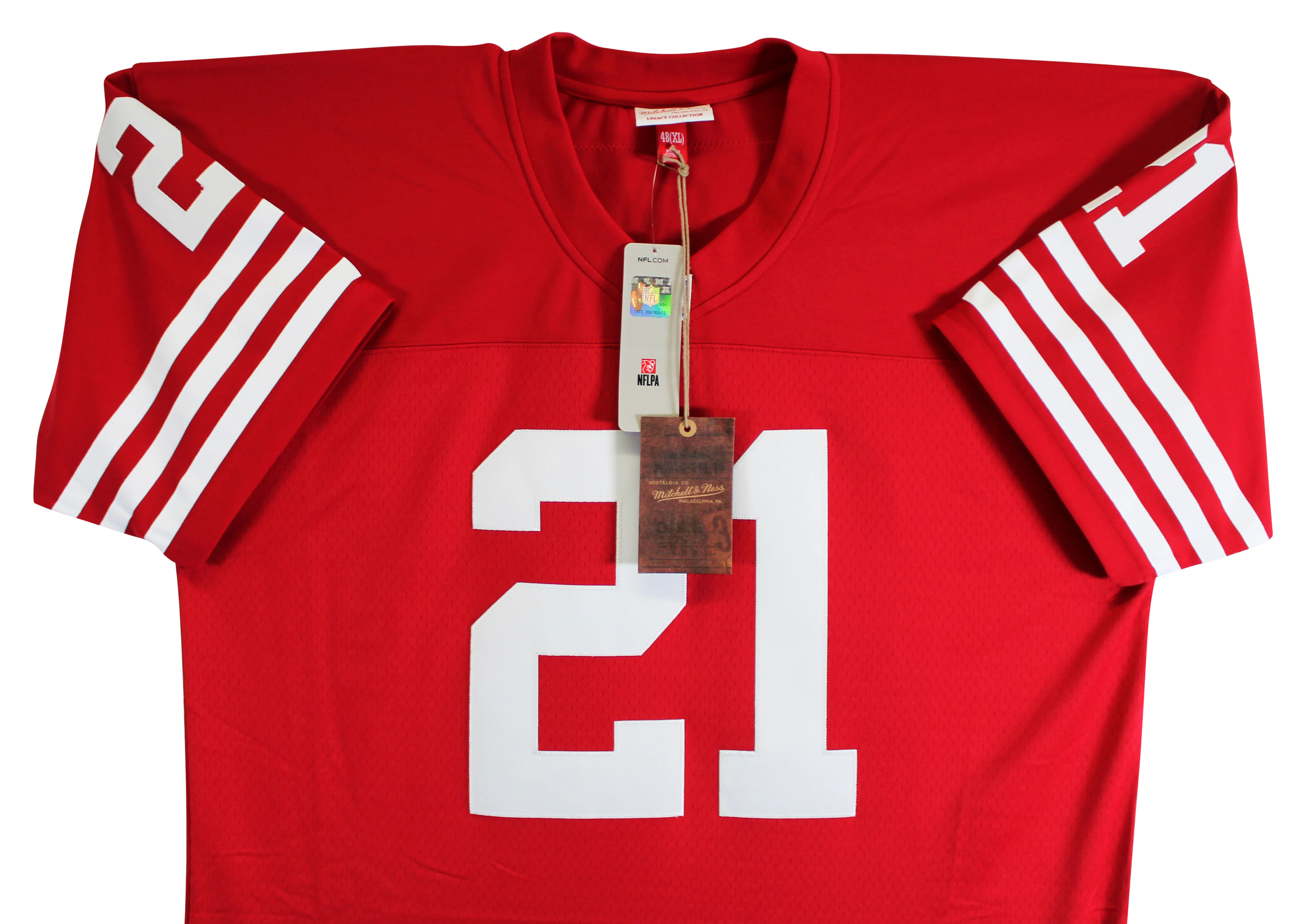 49ers Deion Sanders "Primetime" Authentic Signed Red M&N TB Jersey BAS Witnessed - Image 6