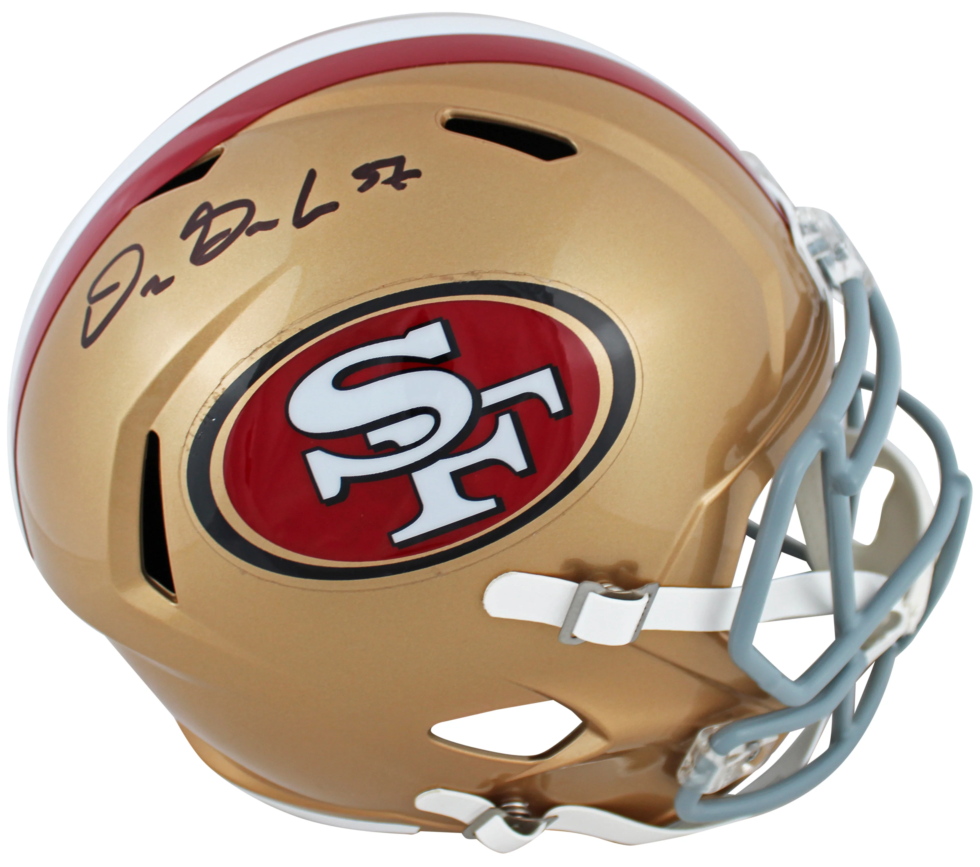 49ers Dre Greenlaw Authentic Signed Full Size Speed Rep Helmet BAS Witnessed - Image 2