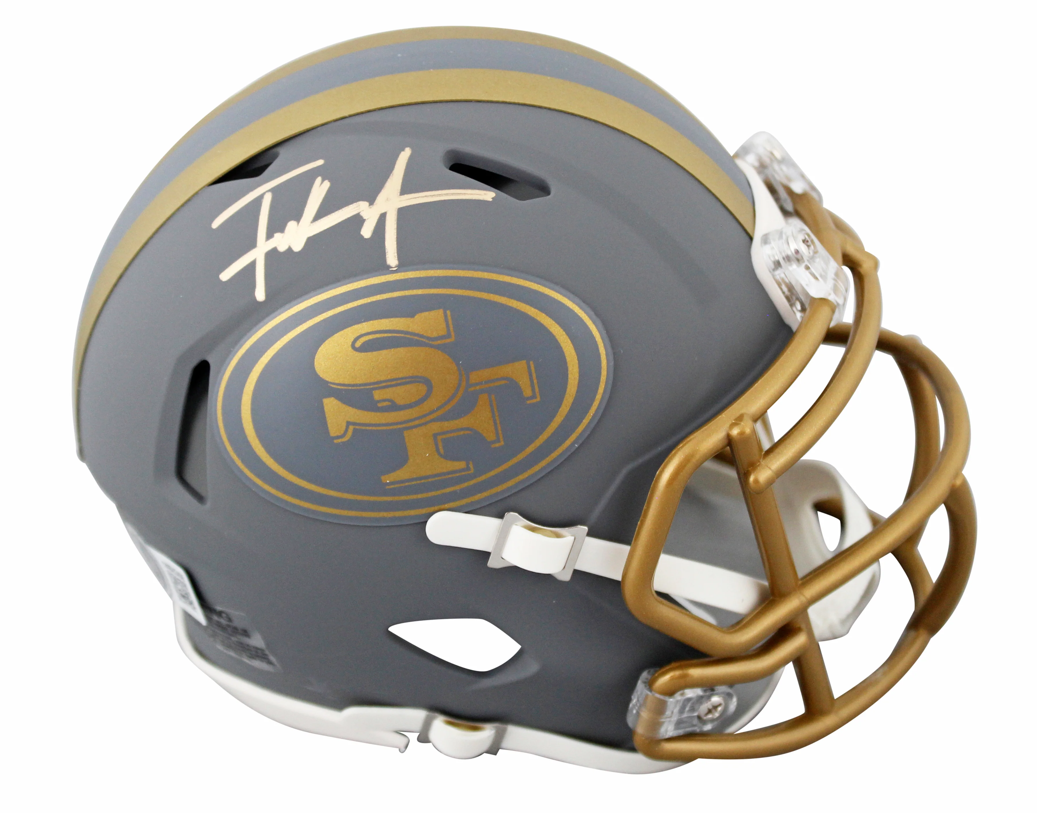 49ers Frank Gore Authentic Signed Slate Speed Mini Helmet BAS Witnessed - Image 2