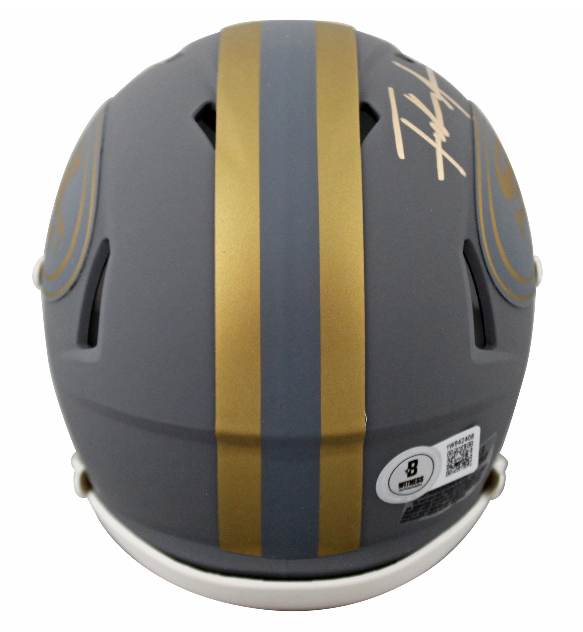 49ers Frank Gore Authentic Signed Slate Speed Mini Helmet BAS Witnessed - Image 3