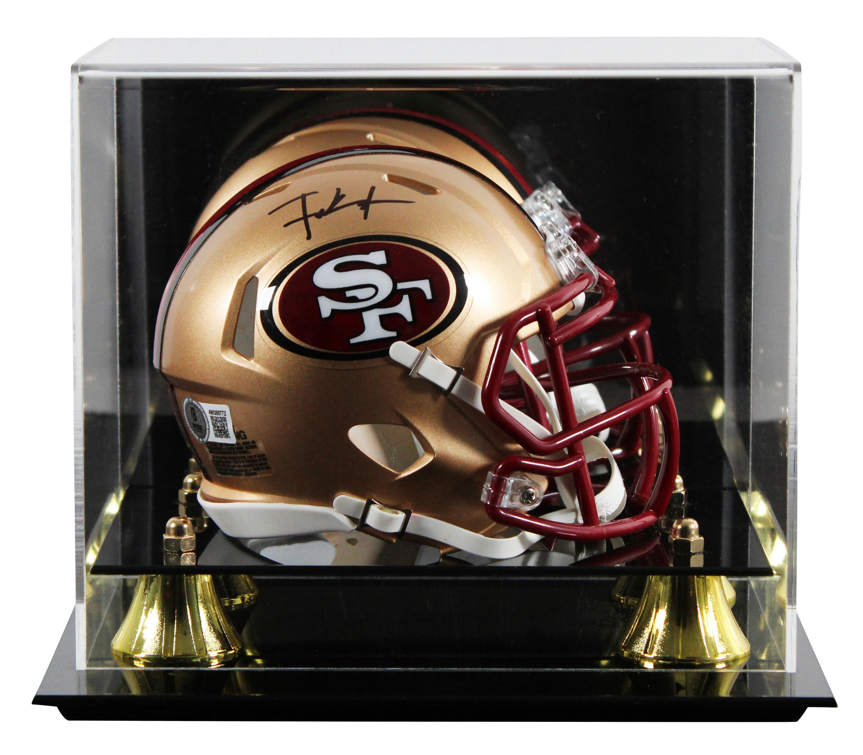 49ers Frank Gore Signed 1996-08 TB Speed Mini Helmet W/ Case BAS Witnessed - Image 2