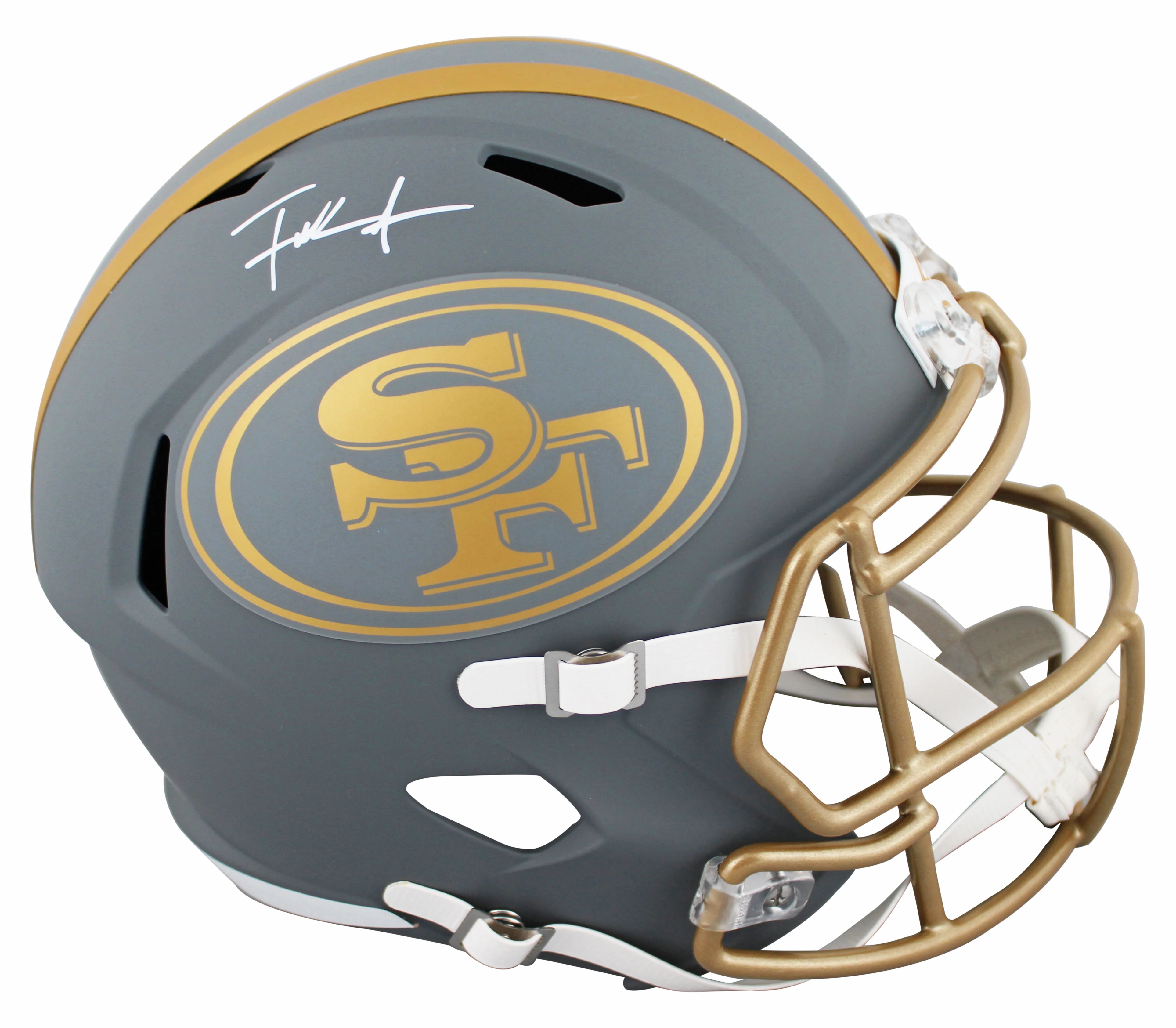 49ers Frank Gore Signed Slate Full Size Speed Rep Helmet W/ Case BAS Witnessed - Image 3