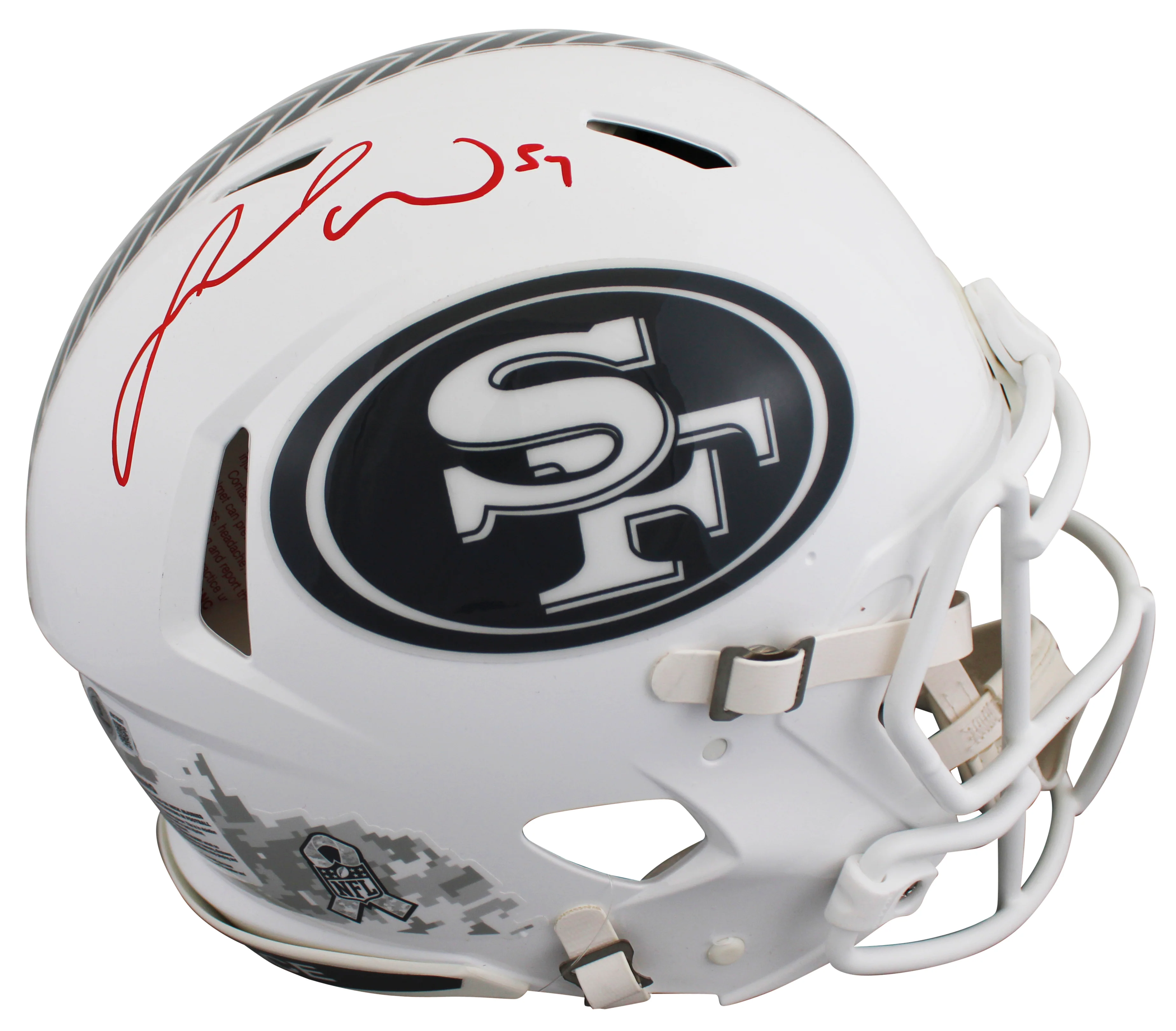 49ers Fred Warner Signed STS III Full Size Speed Proline Helmet W/ Case BAS - Image 3