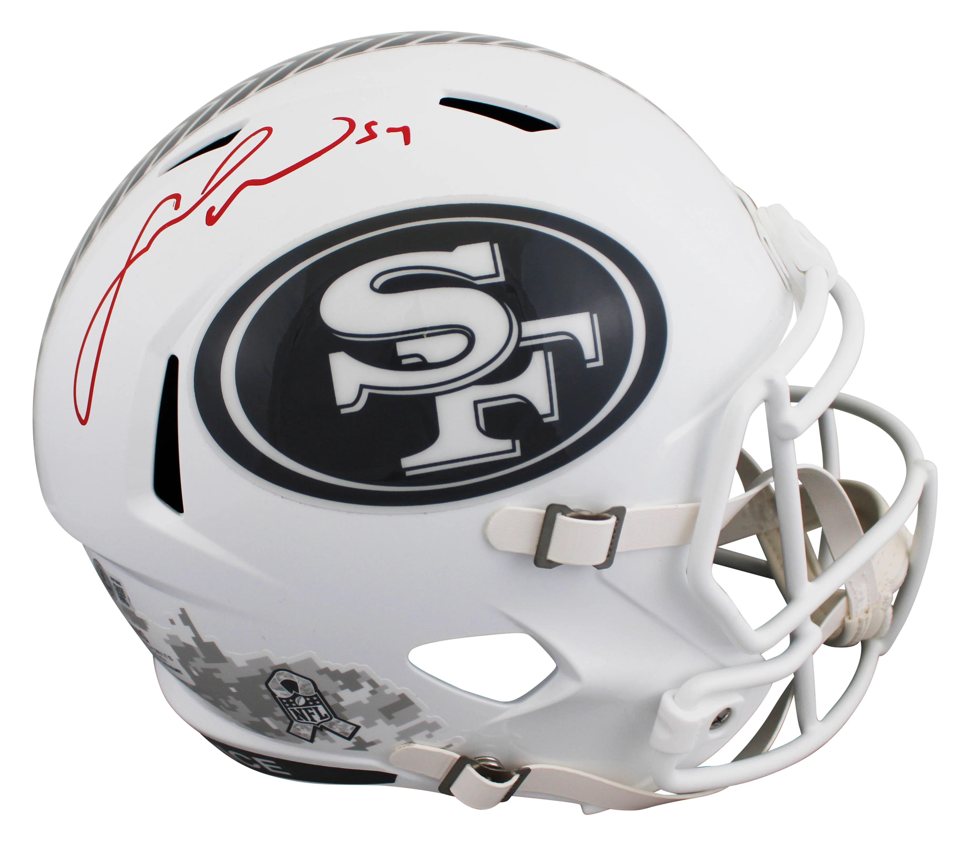 49ers Fred Warner Signed STS III Full Size Speed Rep Helmet W/ Case BAS - Image 3