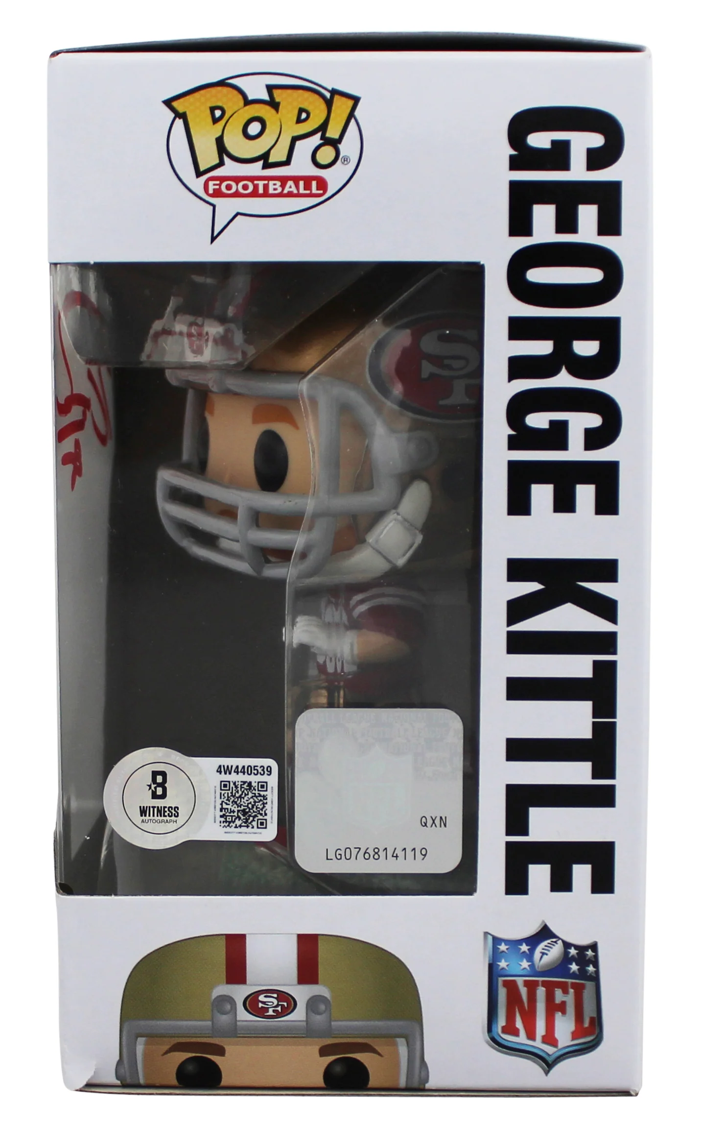 49ers George Kittle Authentic Signed #144 Funko Pop Figure w/ Red Sig BAS Wit - Image 4