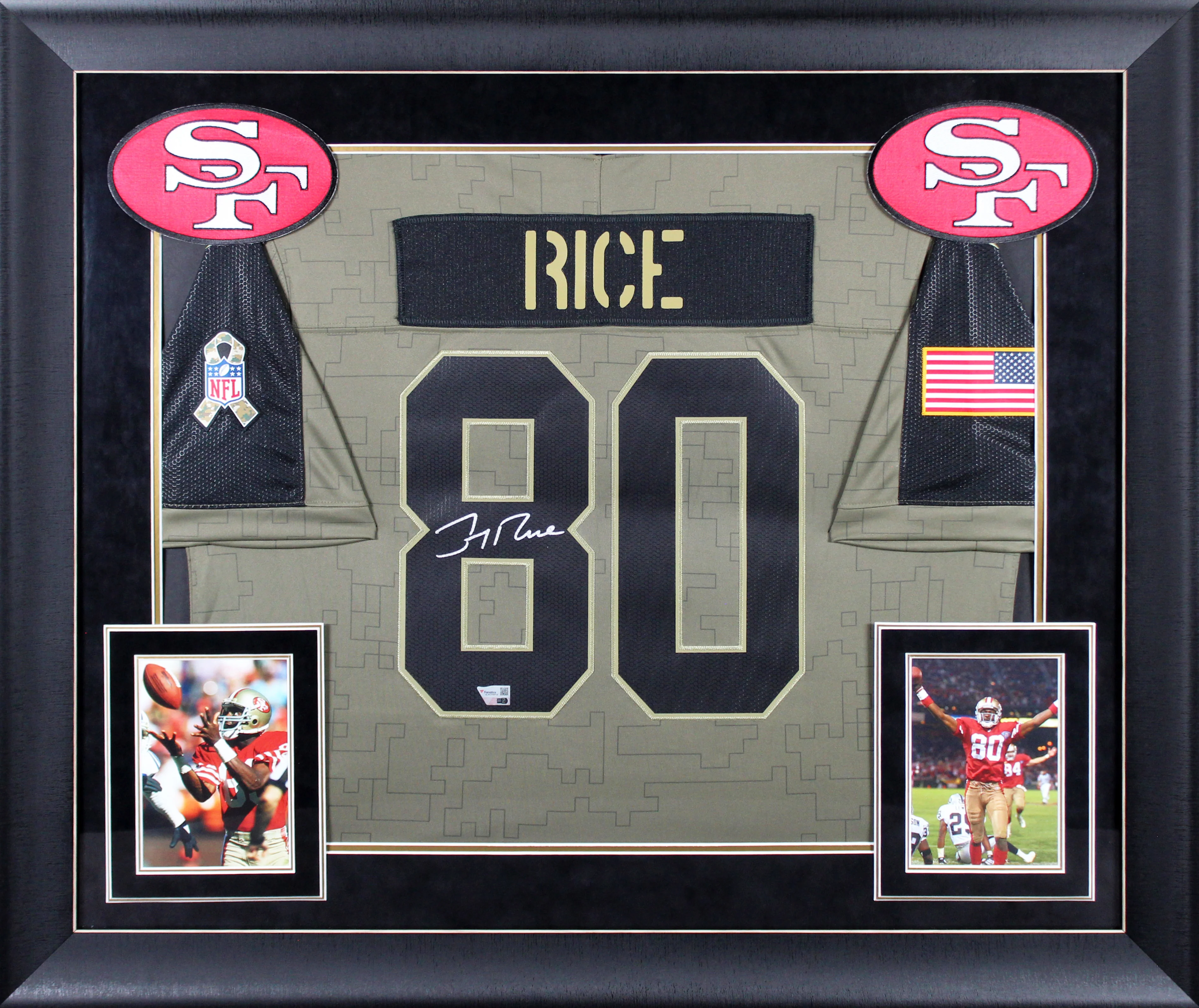 49ers Jerry Rice Signed 2021 Salute to Service Nike Ltd Framed Jersey Fanatics - Image 2