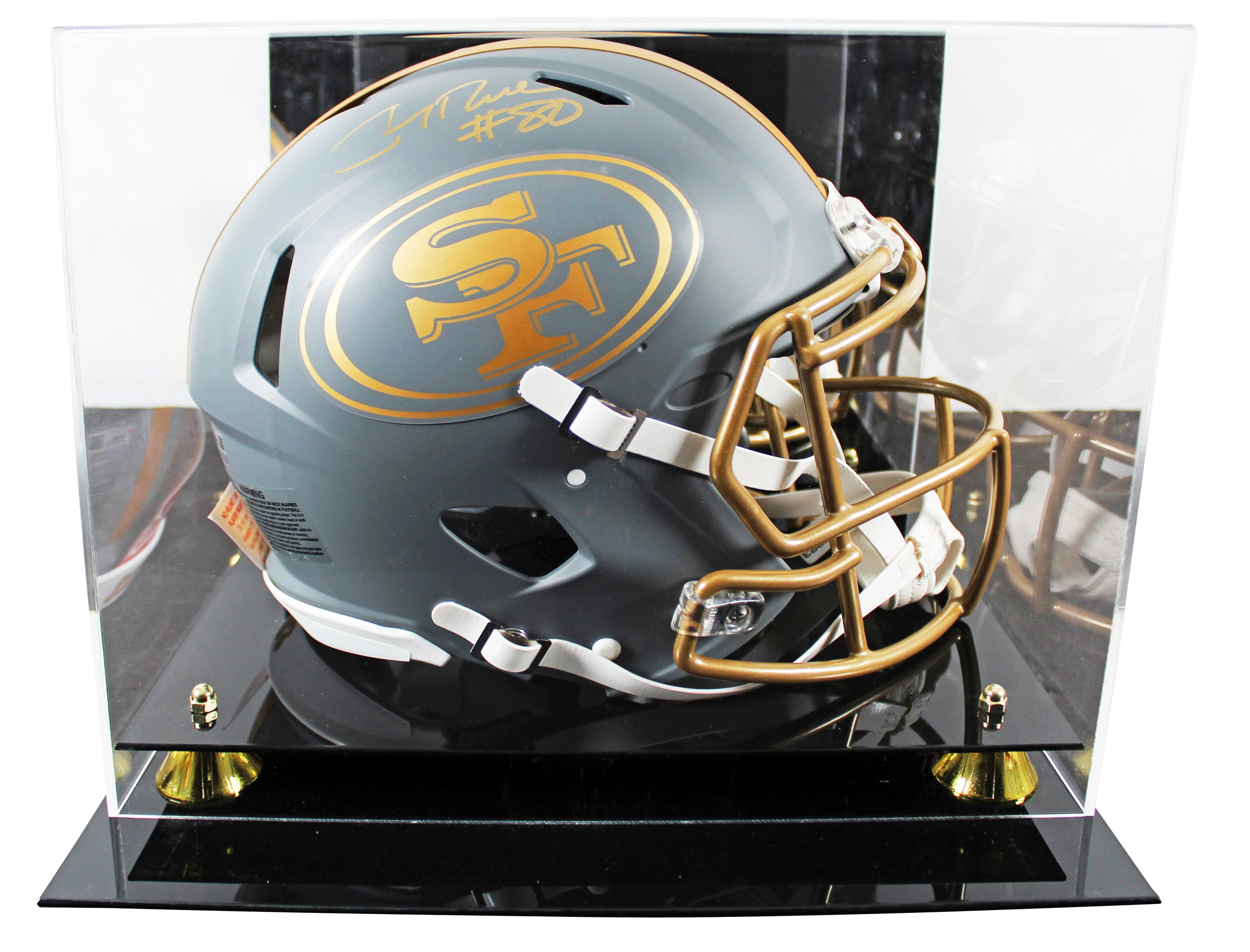49ers Jerry Rice Signed Slate Full Size Speed Proline Helmet w/ Case Fanatics - Image 2
