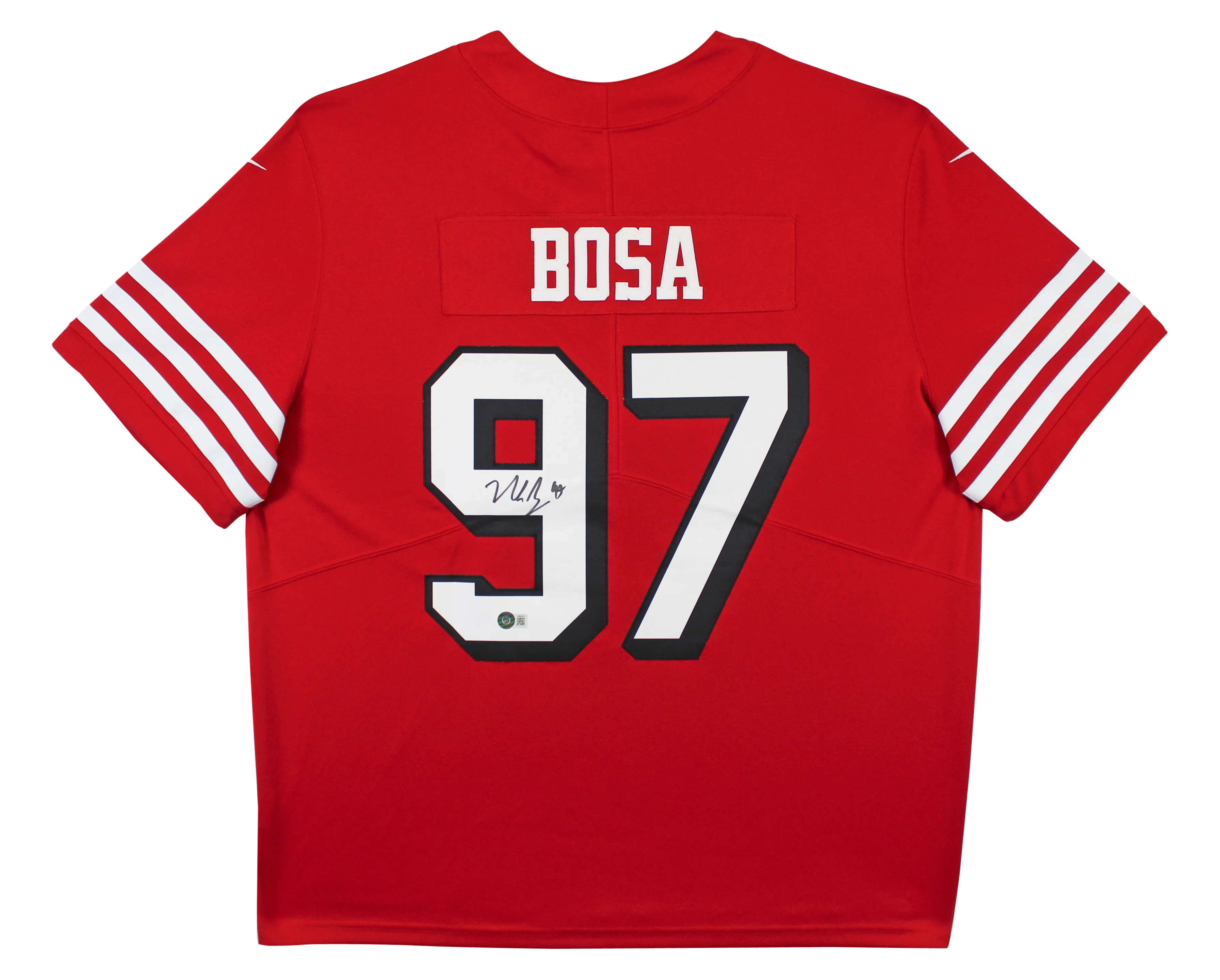 49ers Nick Bosa Authentic Signed Red Nike Elite Jersey BAS Witnessed #W828415 - Image 2