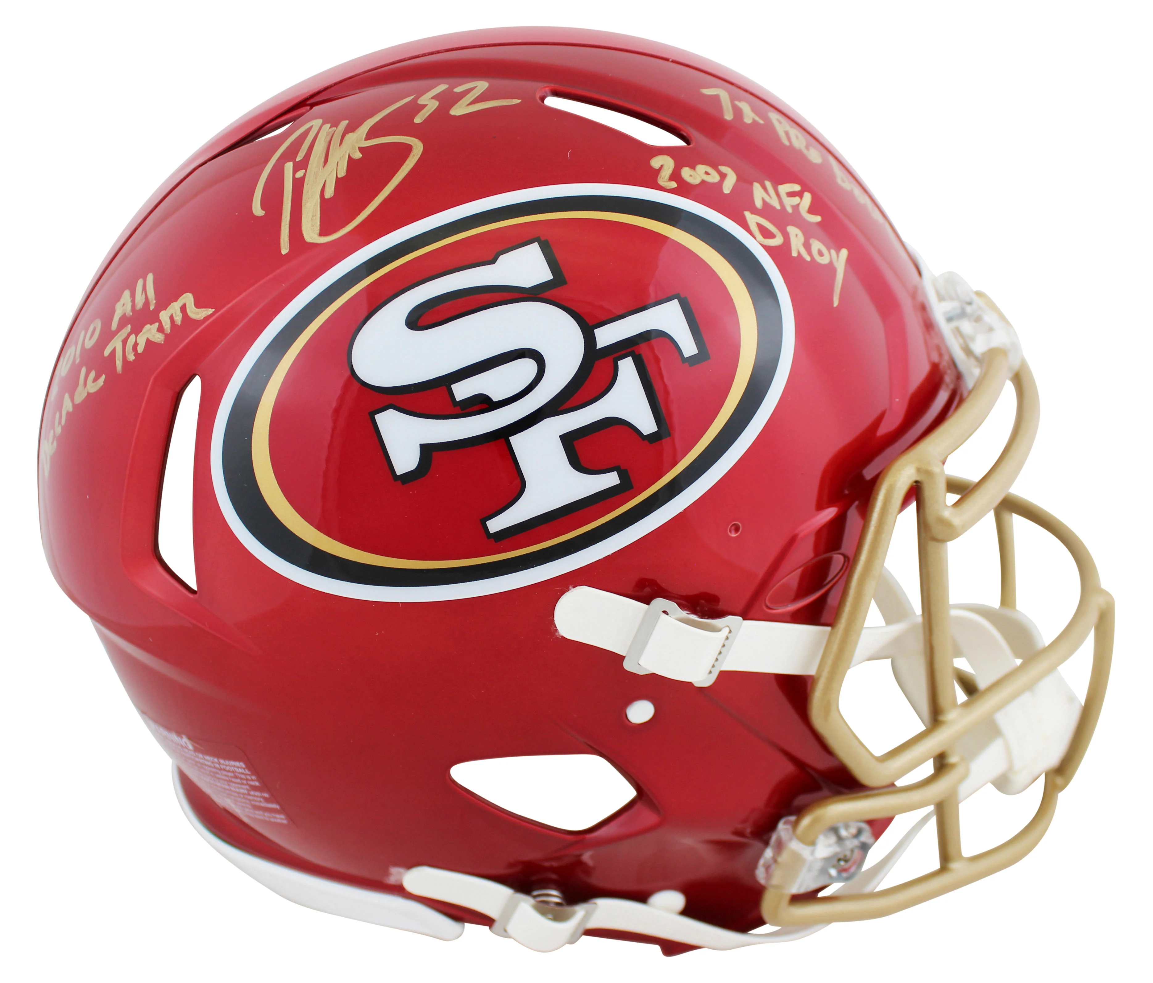 49ers Patrick Willis "3x Insc" Signed Flash F/S Speed Proline Helmet BAS Witness - Image 2