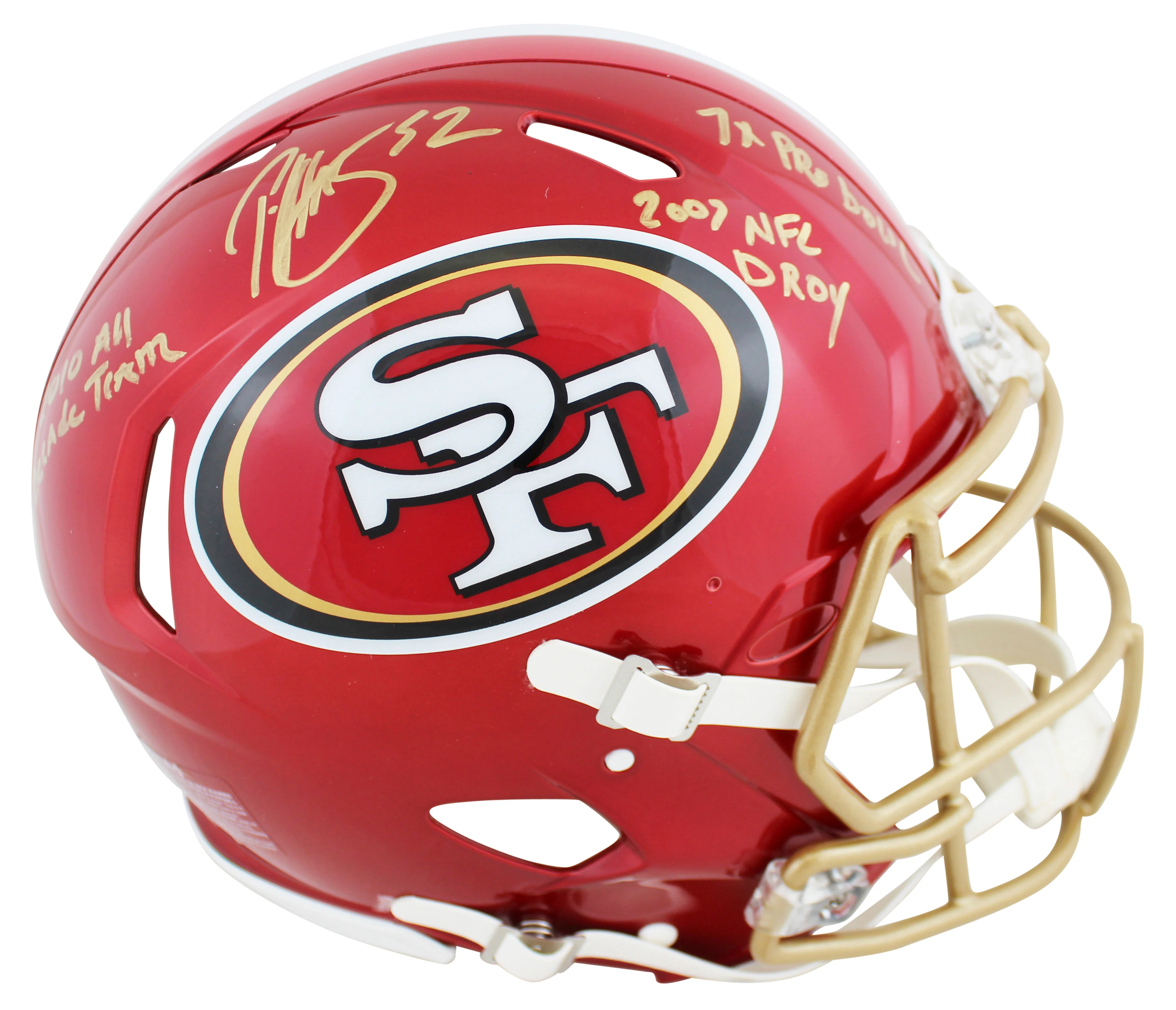 49ers Patrick Willis "3x Insc" Signed Flash F/S Speed Proline Helmet BAS Witness - Image 4