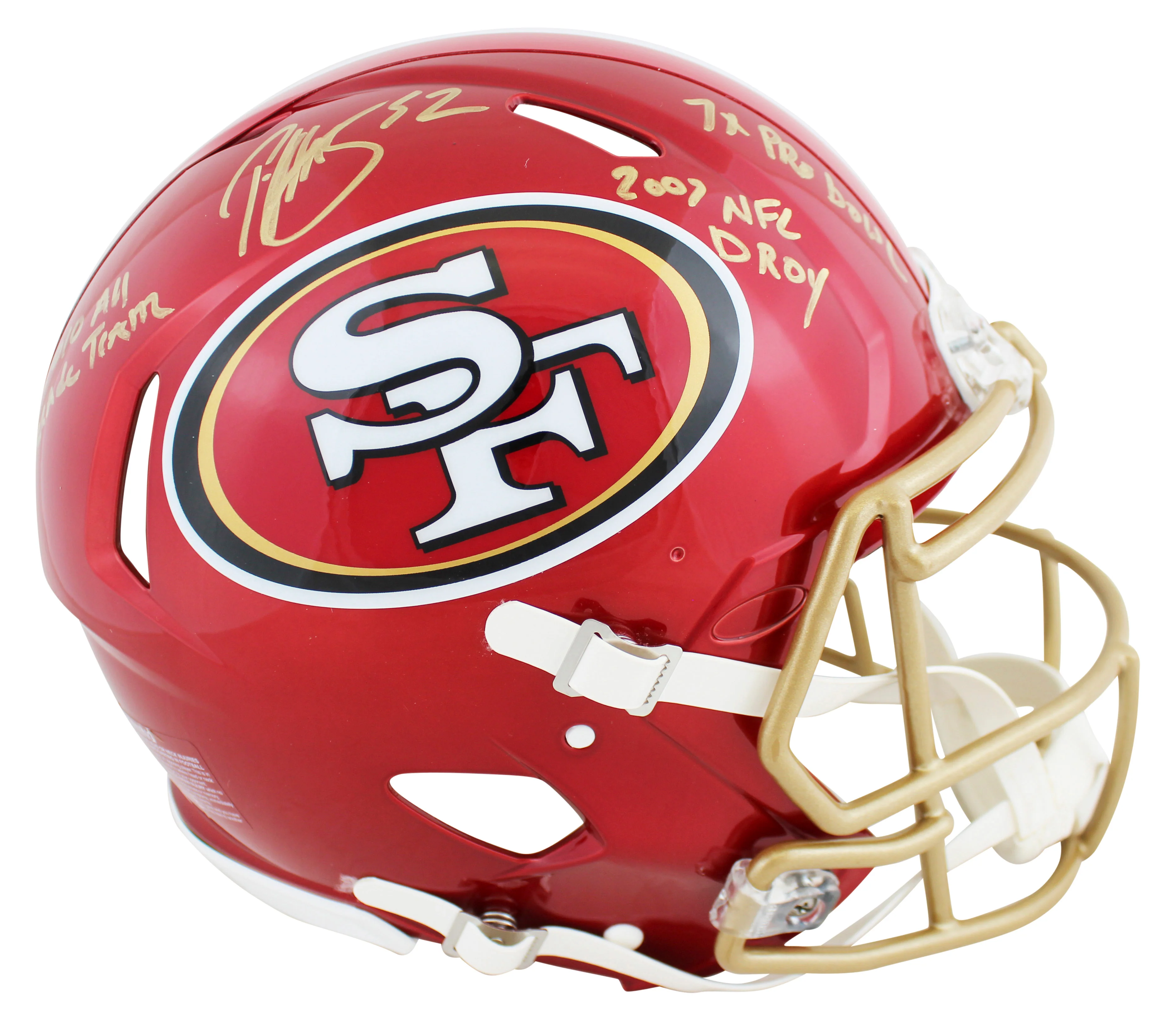 49ers Patrick Willis "3x Insc" Signed Flash F/S Speed Proline Helmet BAS Witness - Image 5