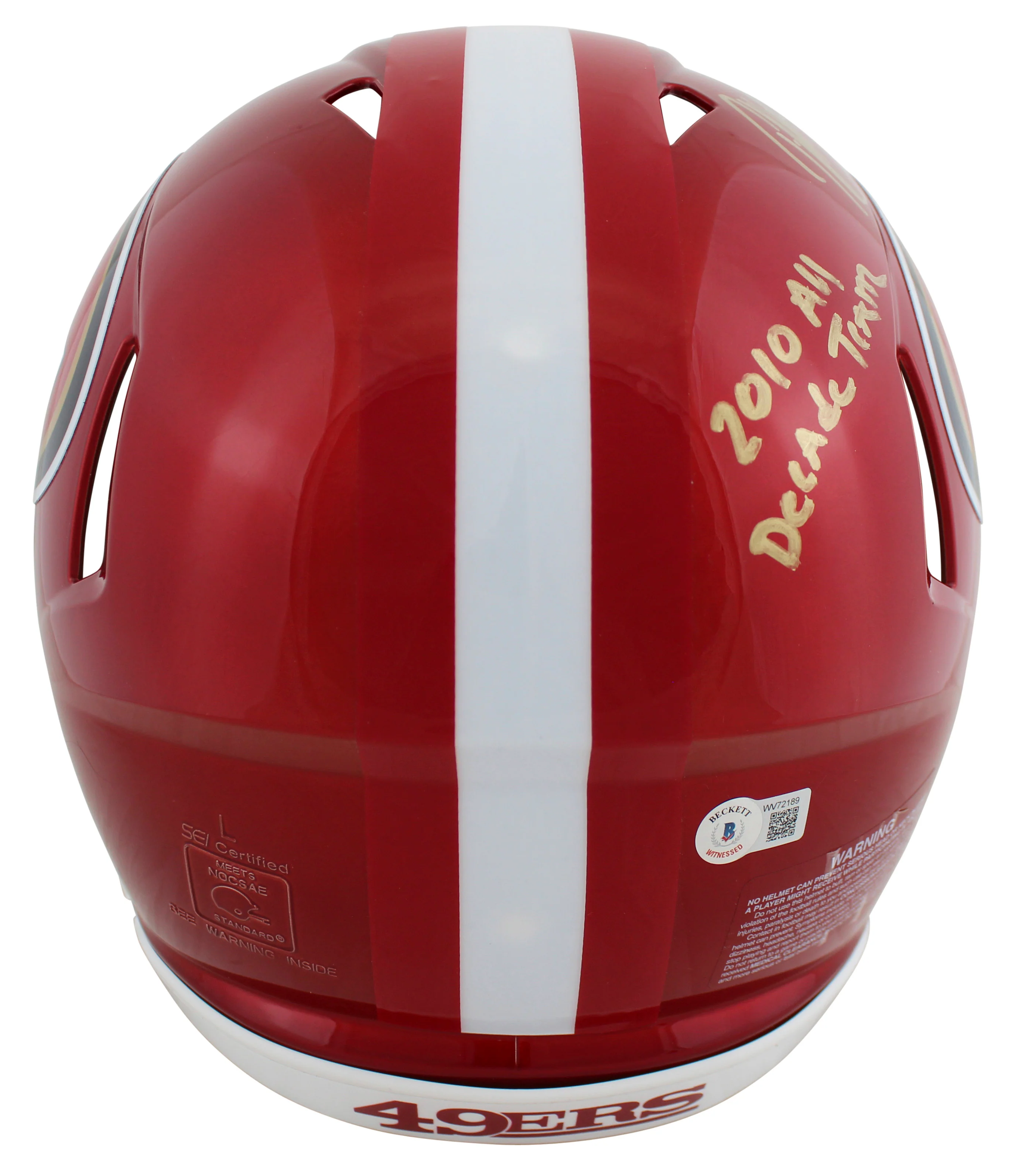 49ers Patrick Willis "3x Insc" Signed Flash F/S Speed Proline Helmet BAS Witness - Image 6