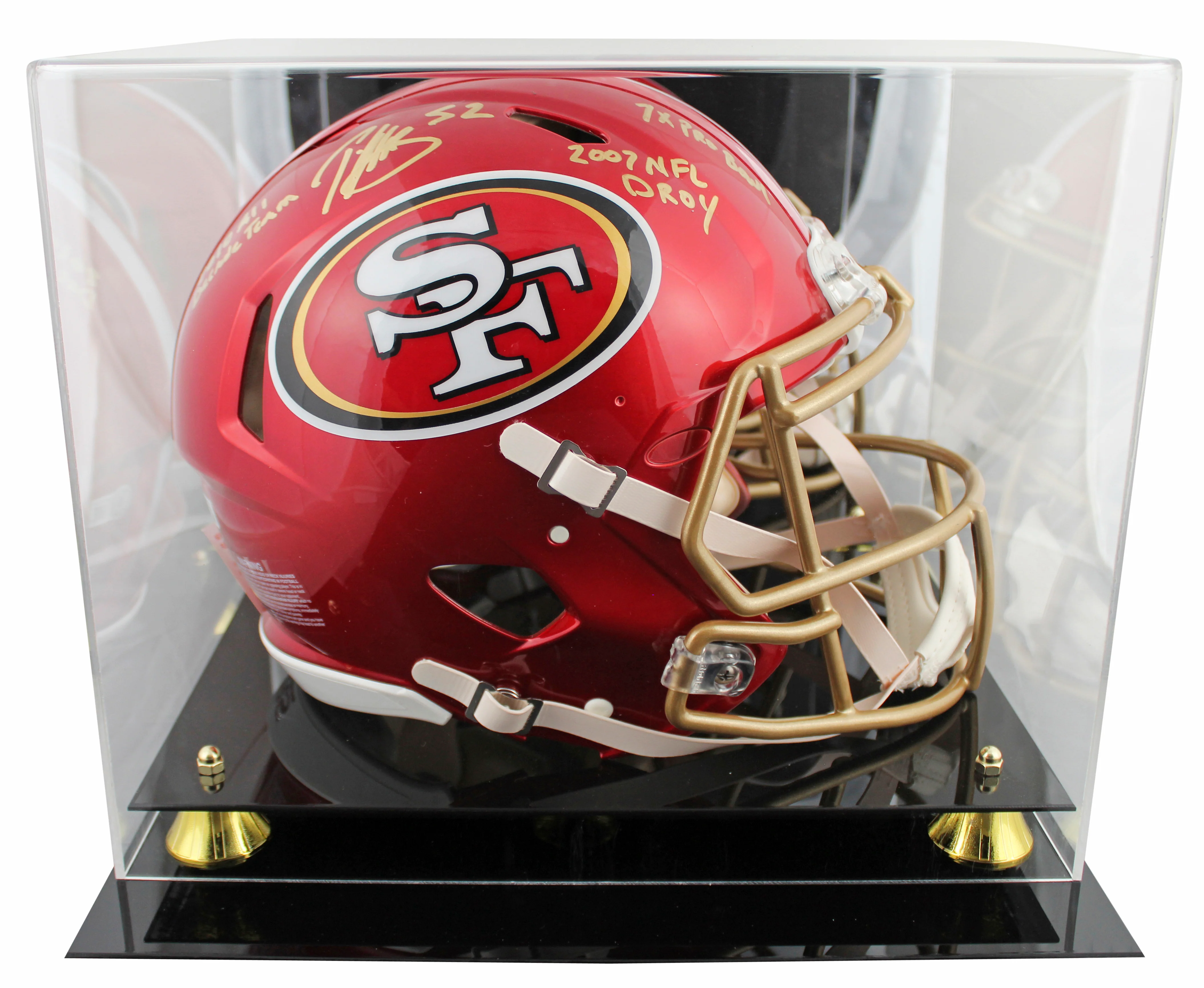 49ers Patrick Willis "3x Insc" Signed Flash F/S Speed Proline Helmet W/ Case BAS - Image 2