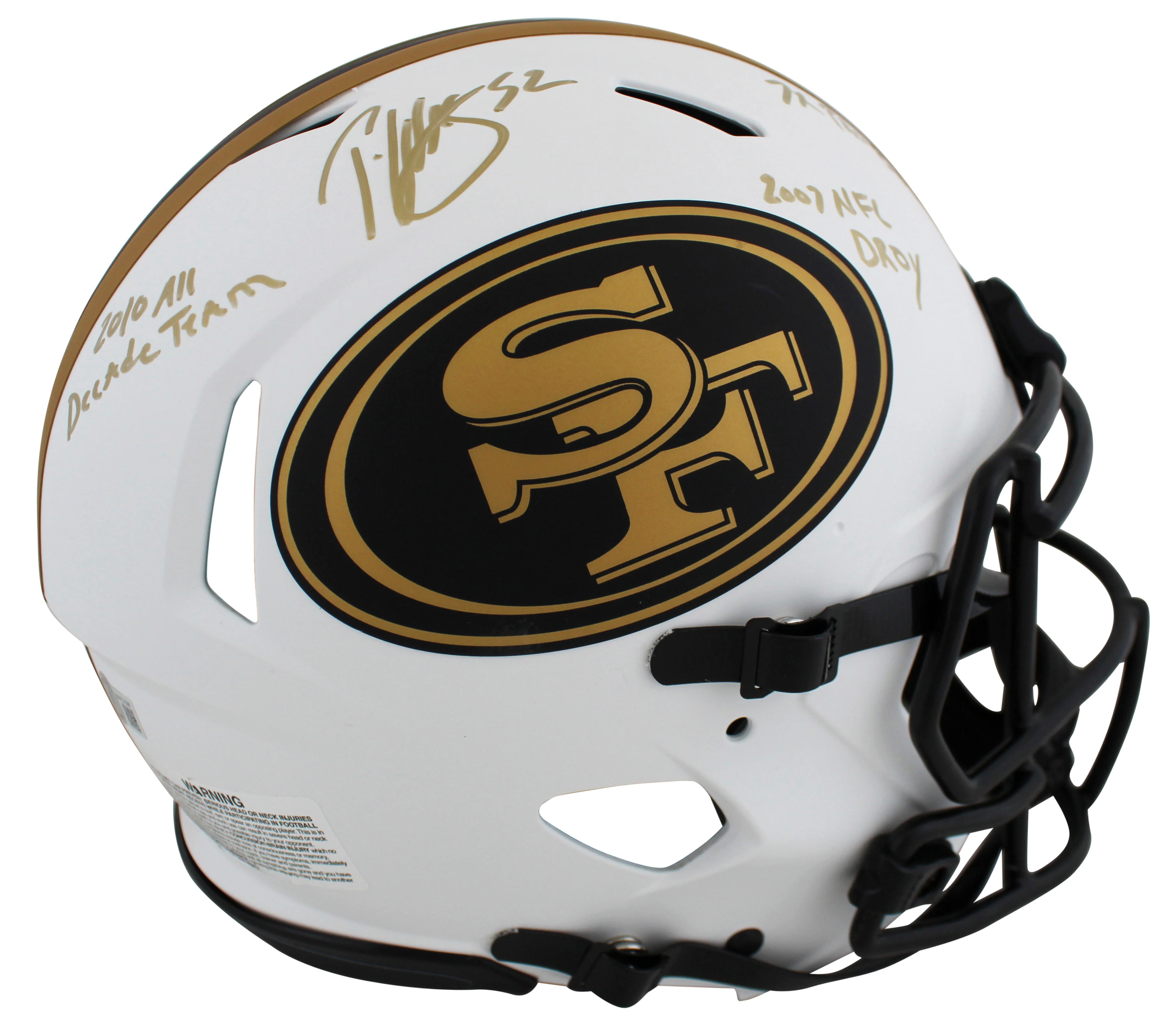 49ers Patrick Willis "3x Insc" Signed Lunar F/S Speed Proline Helmet BAS Witness - Image 4
