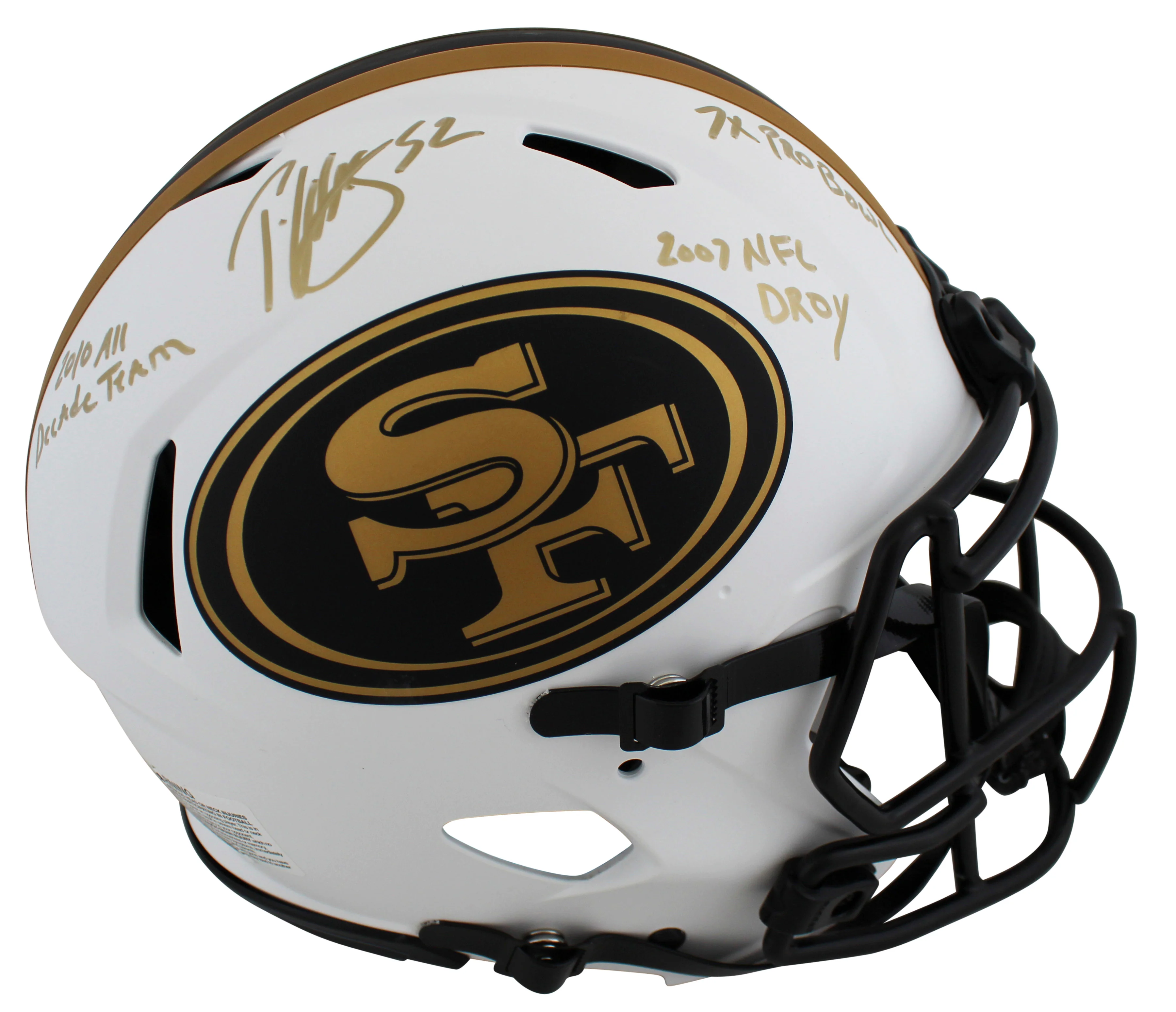 49ers Patrick Willis "3x Insc" Signed Lunar F/S Speed Proline Helmet W/ Case BAS - Image 3