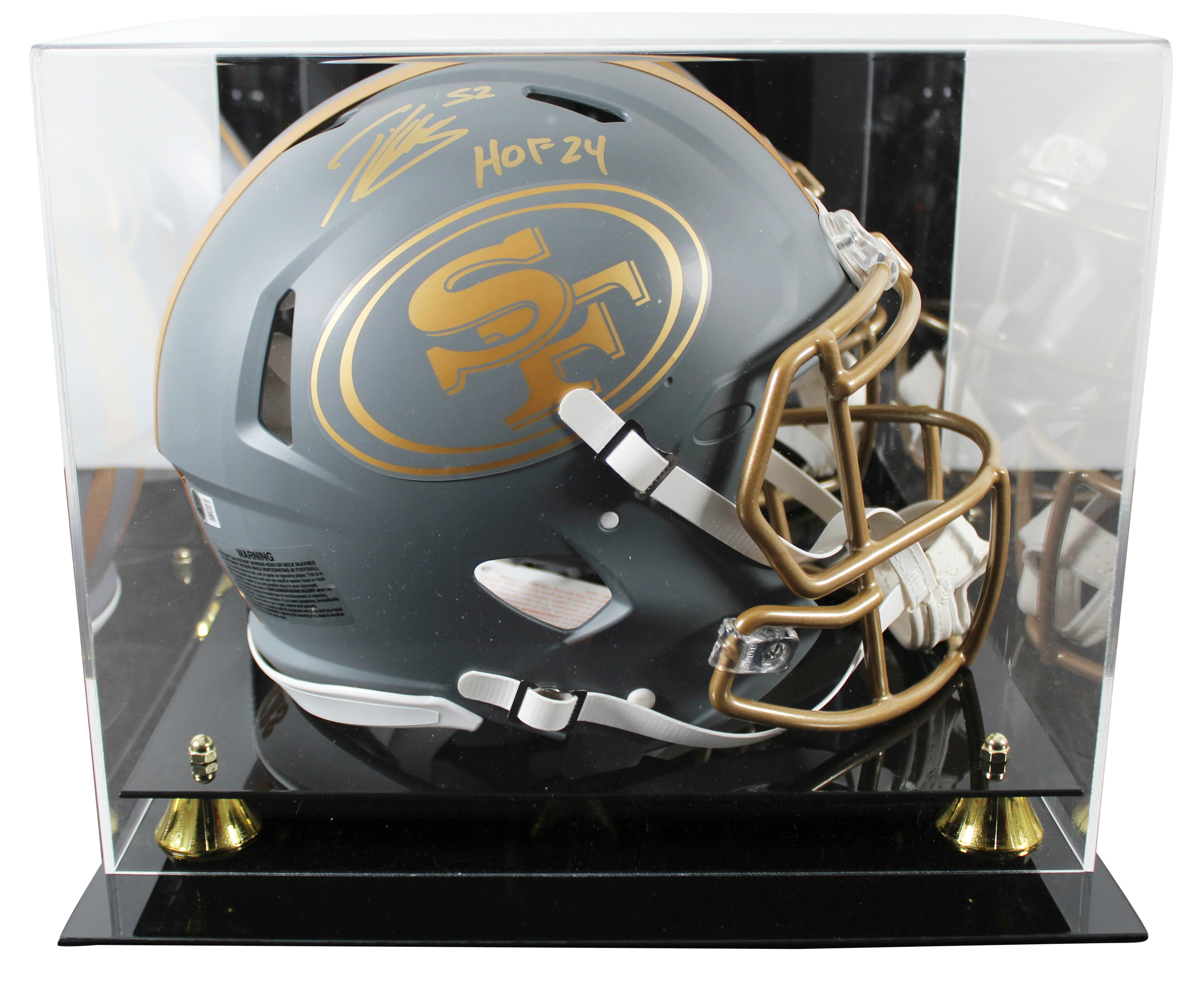 49ers Patrick Willis "HOF 24" Signed Slate F/S Speed Proline Helmet BAS Witness - Image 2