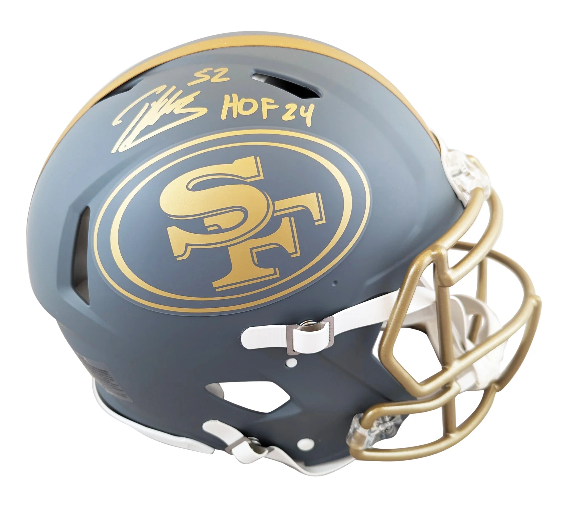49ers Patrick Willis "HOF 24" Signed Slate F/S Speed Proline Helmet BAS Witness - Image 3