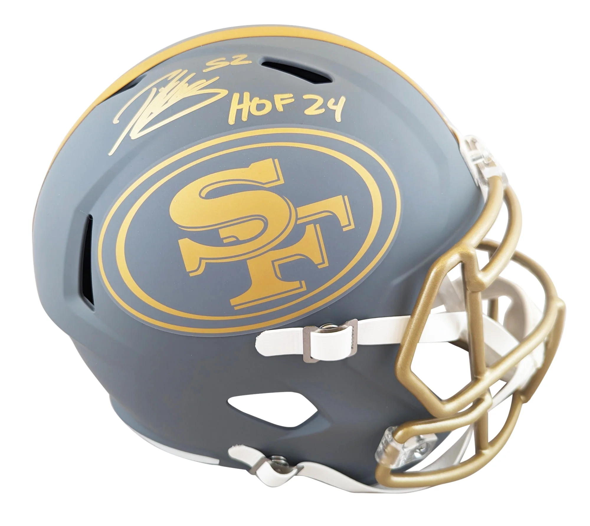 49ers Patrick Willis "HOF 24" Signed Slate F/S Speed Rep Helmet W/ Case BAS Wit - Image 3