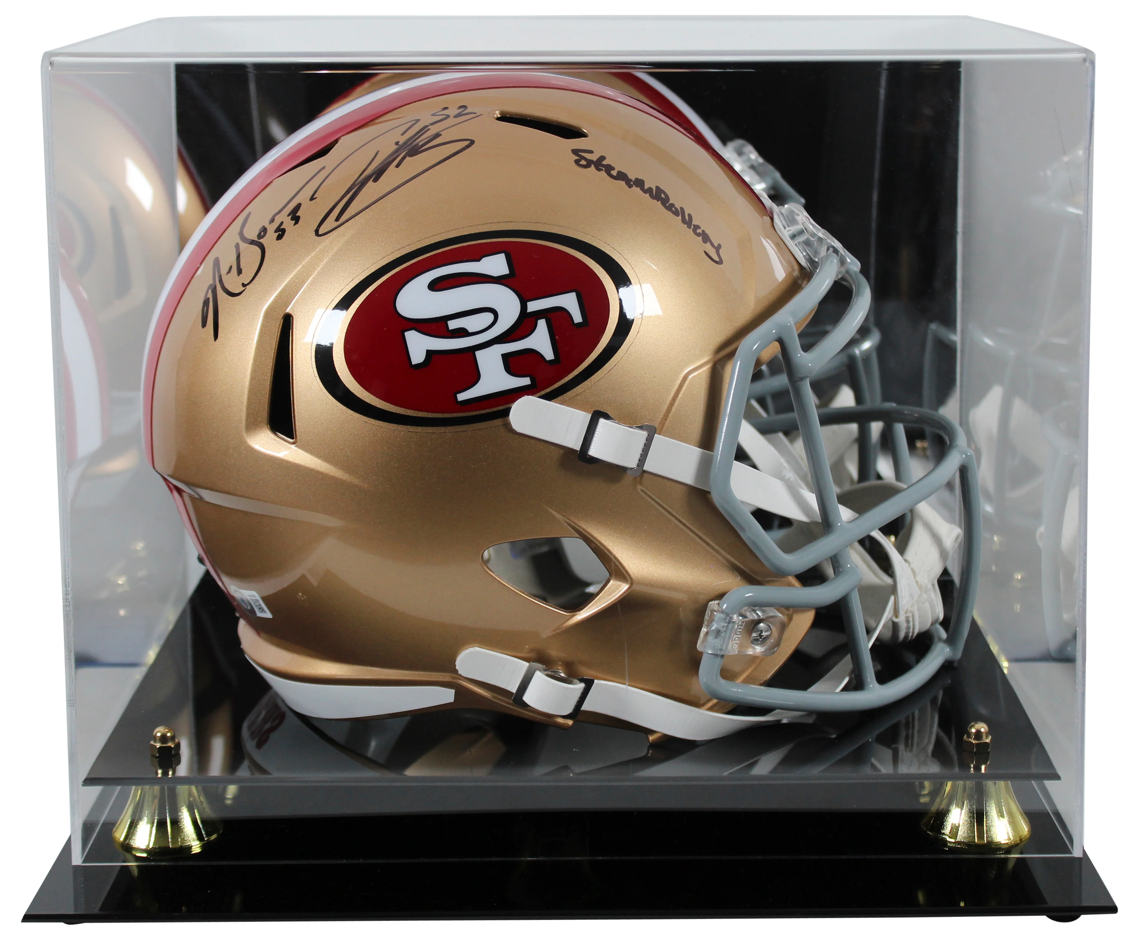 49ers Patrick Willis & Navorro Bowman Signed F/S Speed Rep Helmet w Case BAS W 2 - Image 2