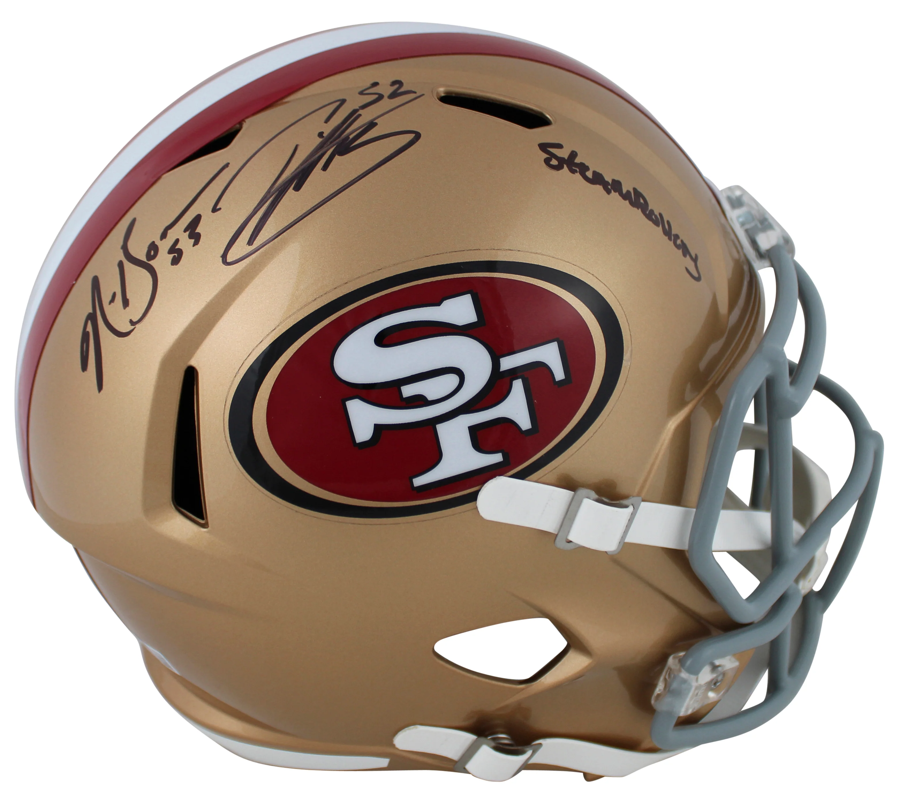 49ers Patrick Willis & Navorro Bowman Signed F/S Speed Rep Helmet w Case BAS W 2 - Image 3
