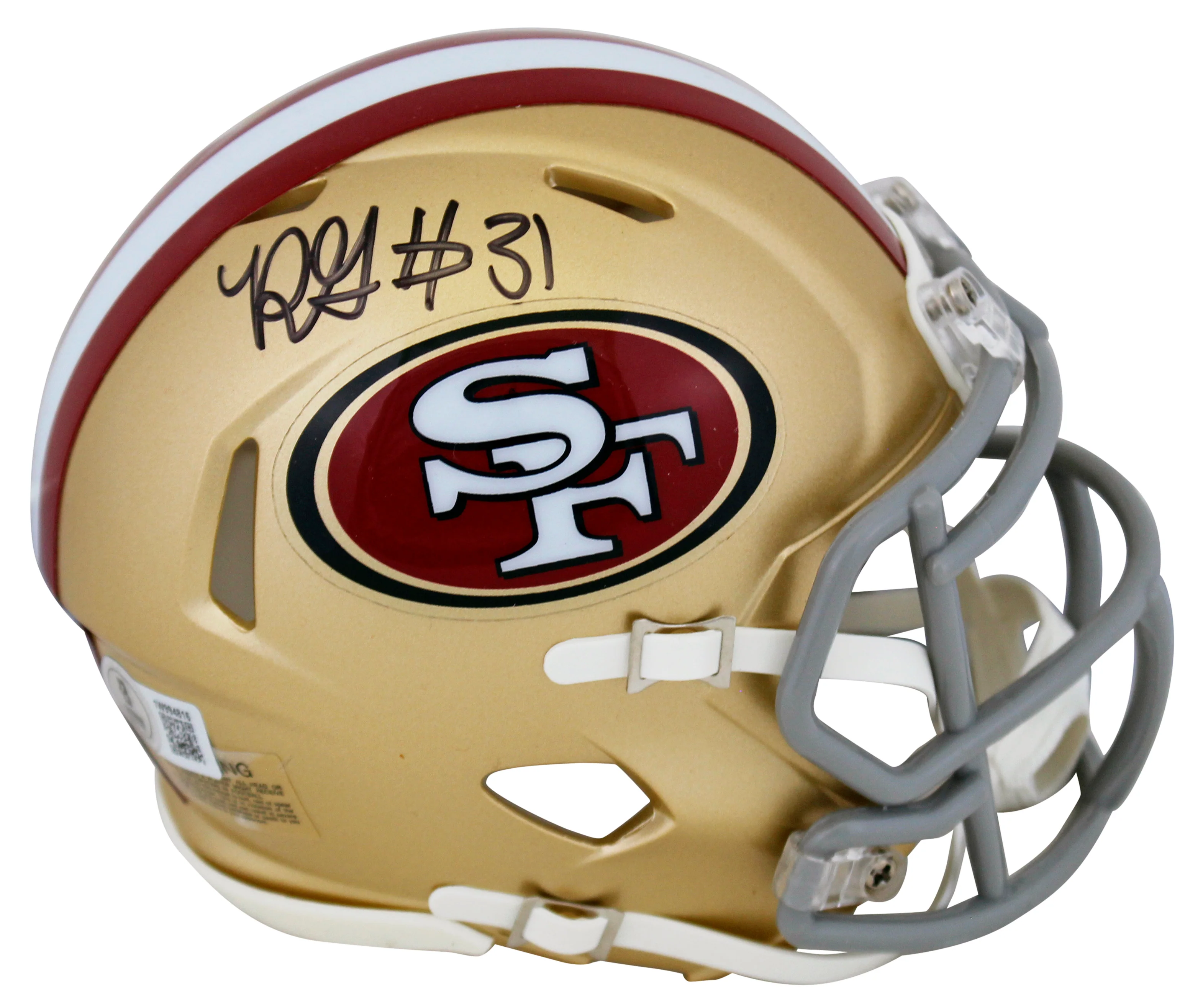 49ers Renardo Green Authentic Signed Speed Mini Helmet Autographed BAS Witnessed - Image 2