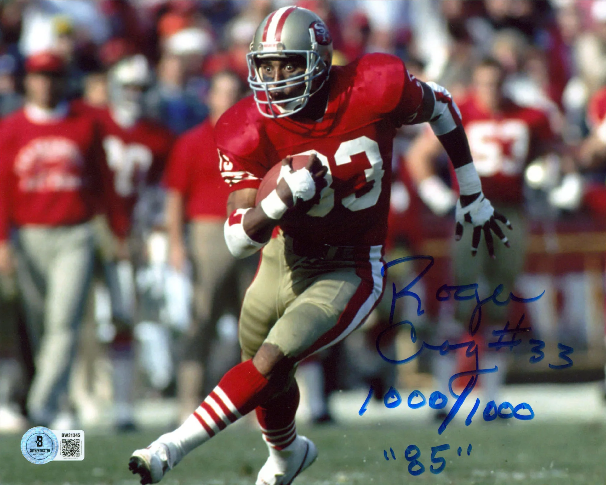 49ers Roger Craig "1000/1000 85" Authentic Signed 8x10 Photo BAS #BW21345