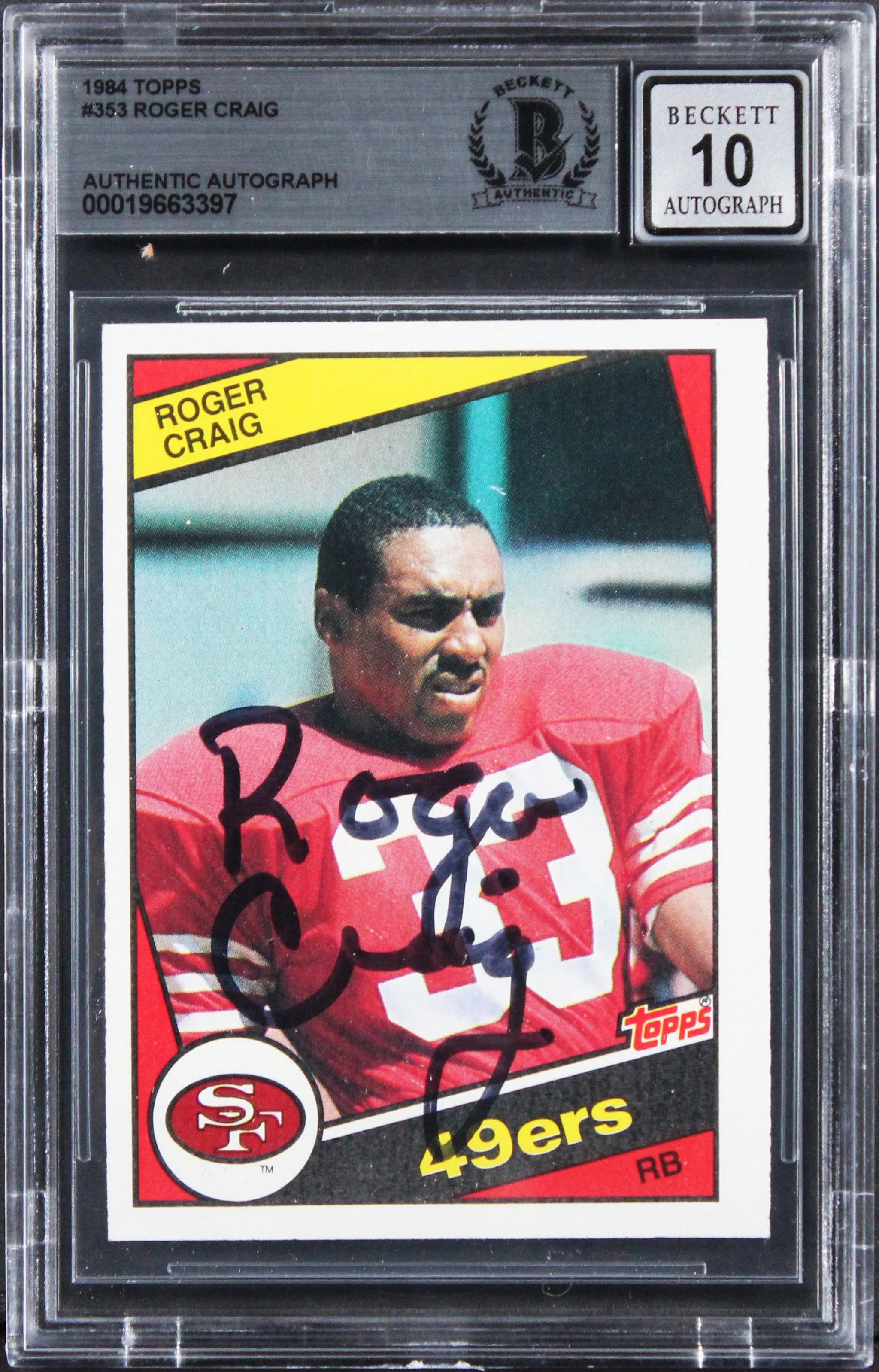 49ers Roger Craig Signed 1984 Topps #353 Rookie Card Auto 10! BAS Slabbed 3 - Image 2