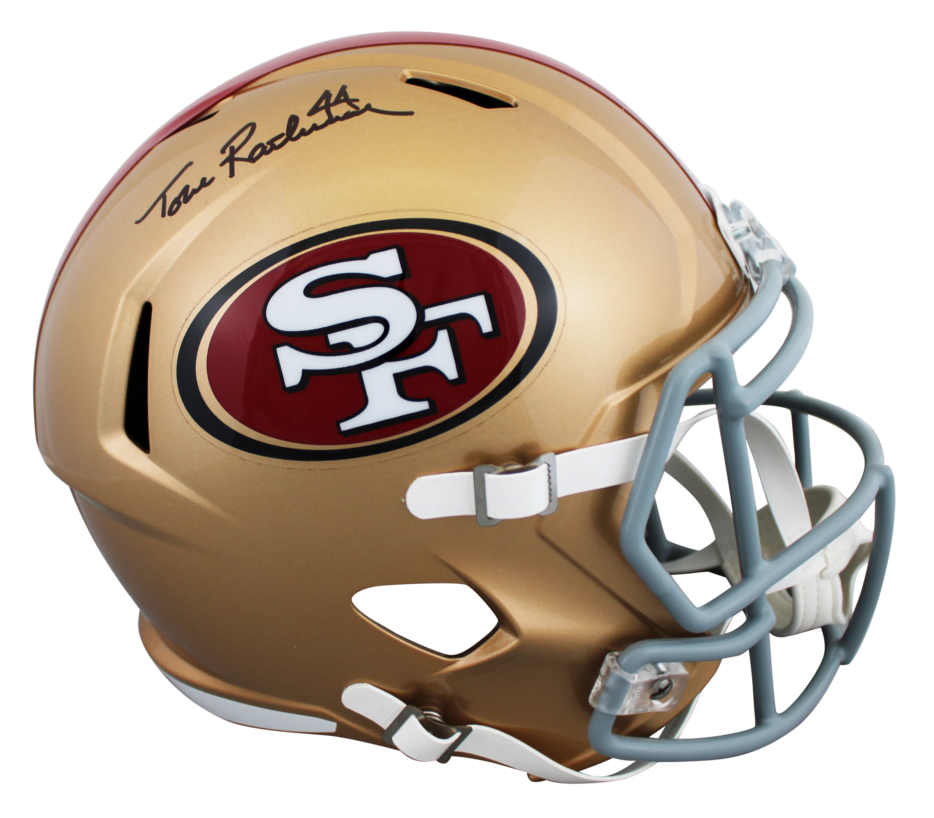 49ers Tom Rathman Authentic Signed Full Size Speed Rep Helmet BAS Witnessed - Image 2