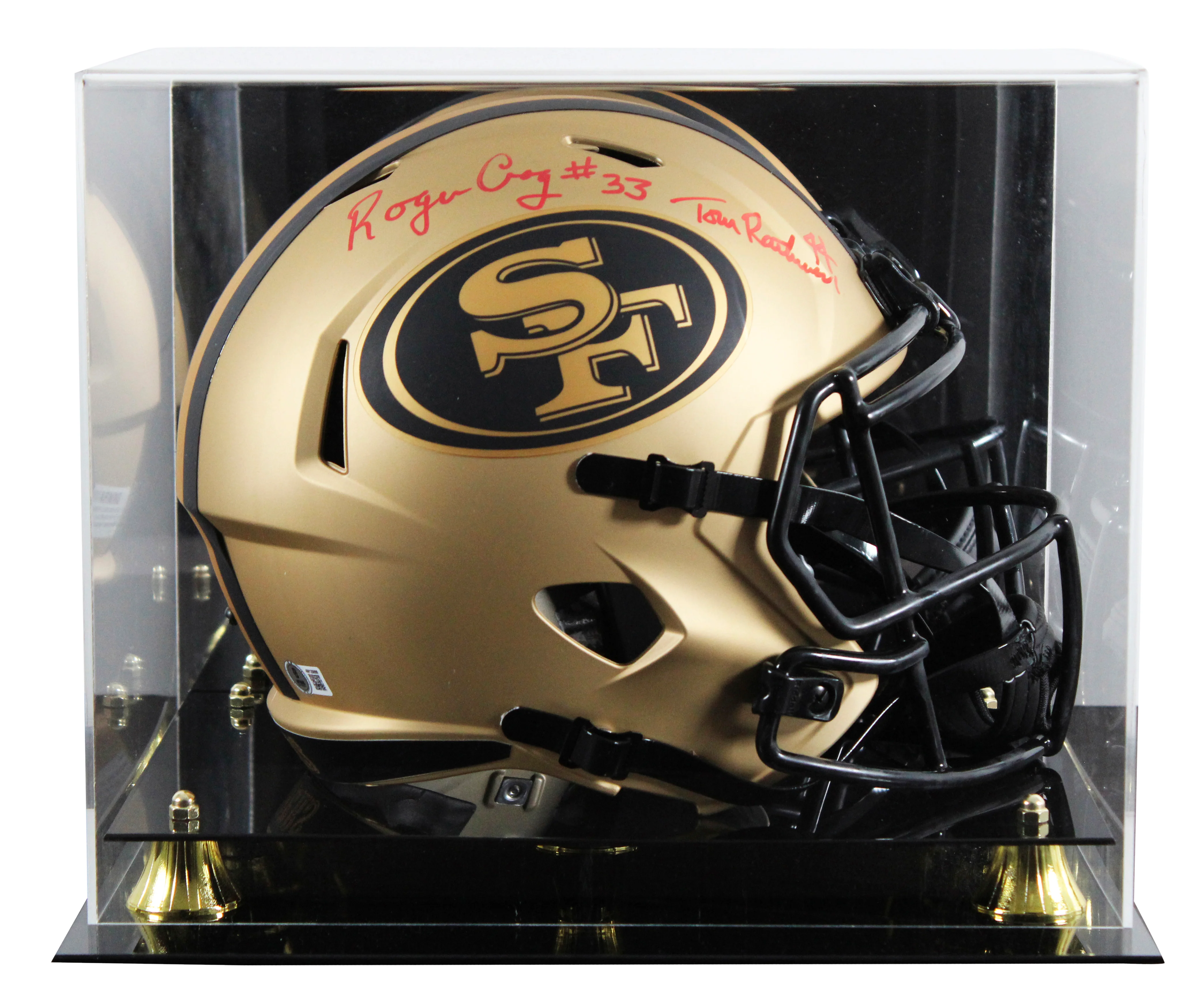 49ers Tom Rathman & Roger Craig Signed Rave F/S Speed Rep Helmet W/ Case BAS Wit - Image 2