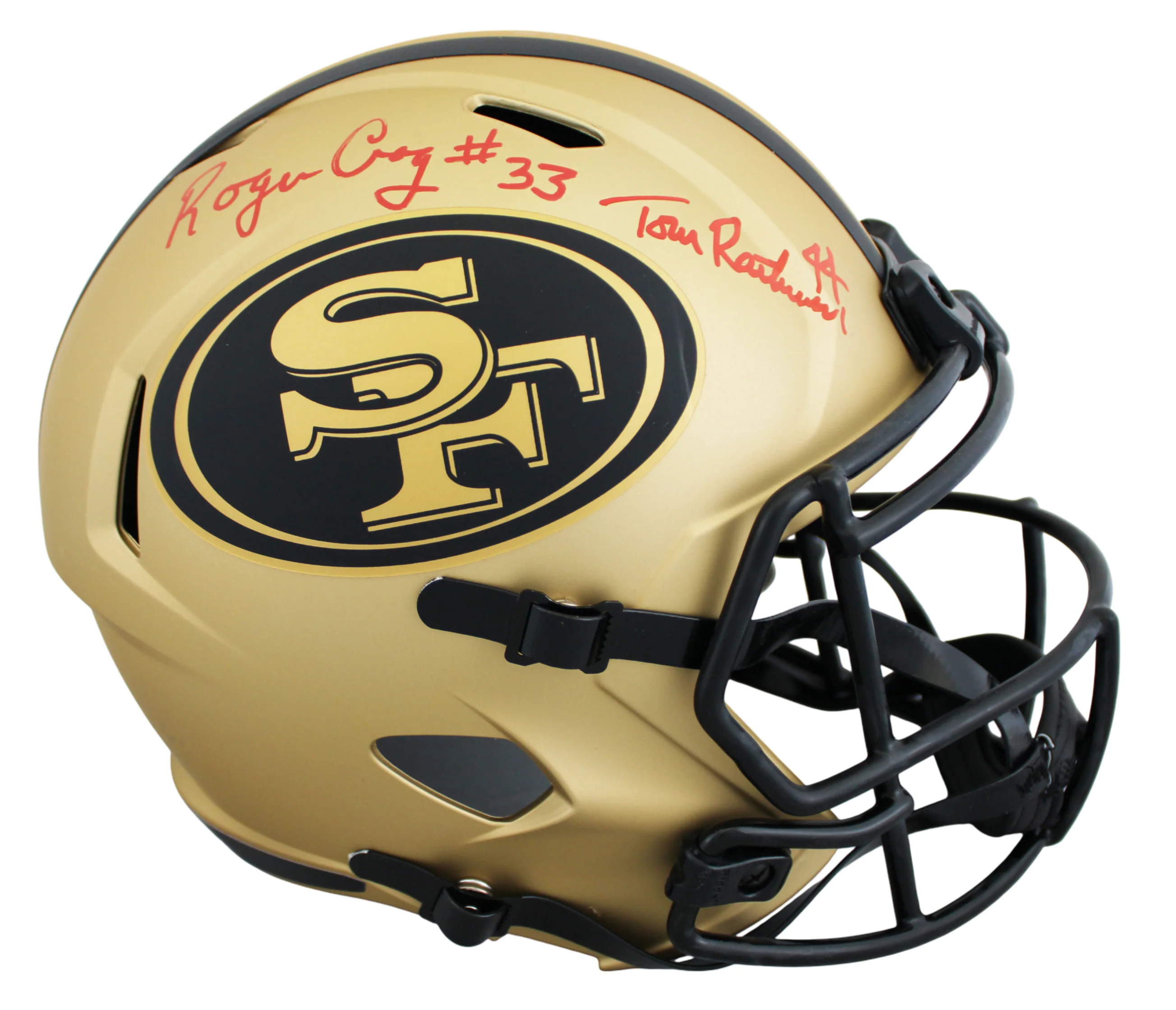 49ers Tom Rathman & Roger Craig Signed Rave F/S Speed Rep Helmet W/ Case BAS Wit - Image 3