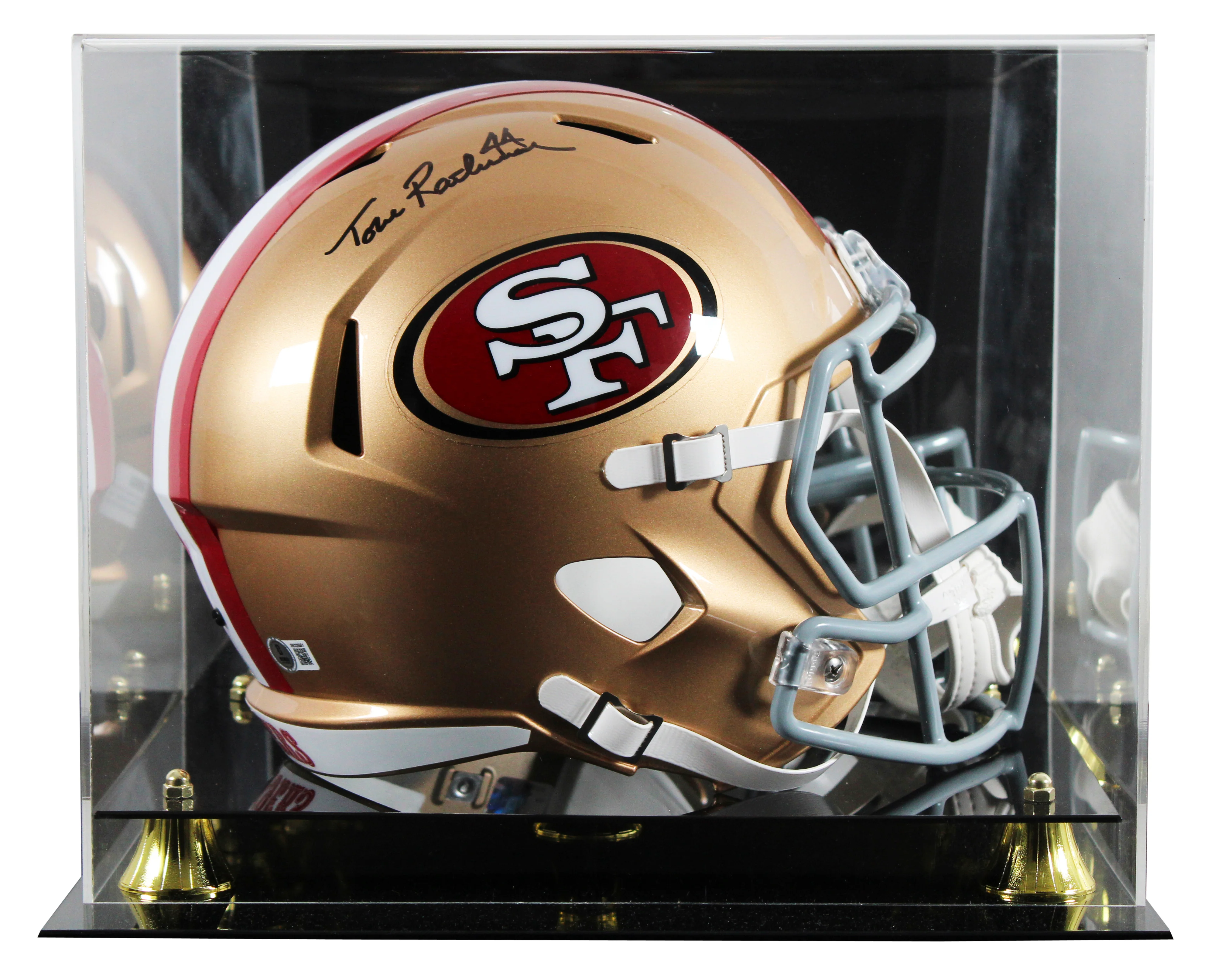 49ers Tom Rathman Signed Full Size Speed Rep Helmet W/ Case BAS Witnessed - Image 2