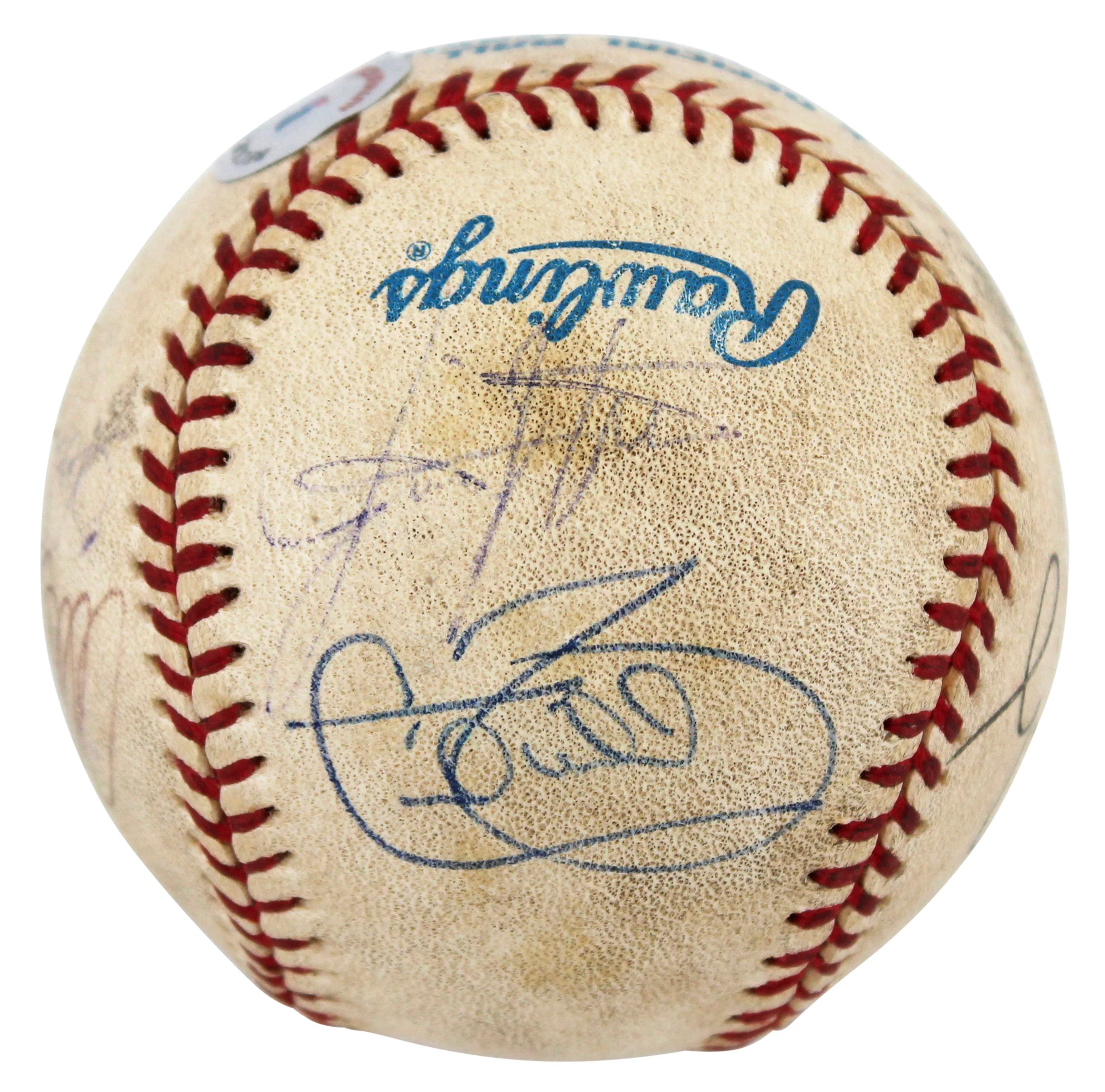 (7) Delgado, Gant, Fielder, Arias, Bush +2 Signed OAL Baseball BAS #AB76889 - Image 3