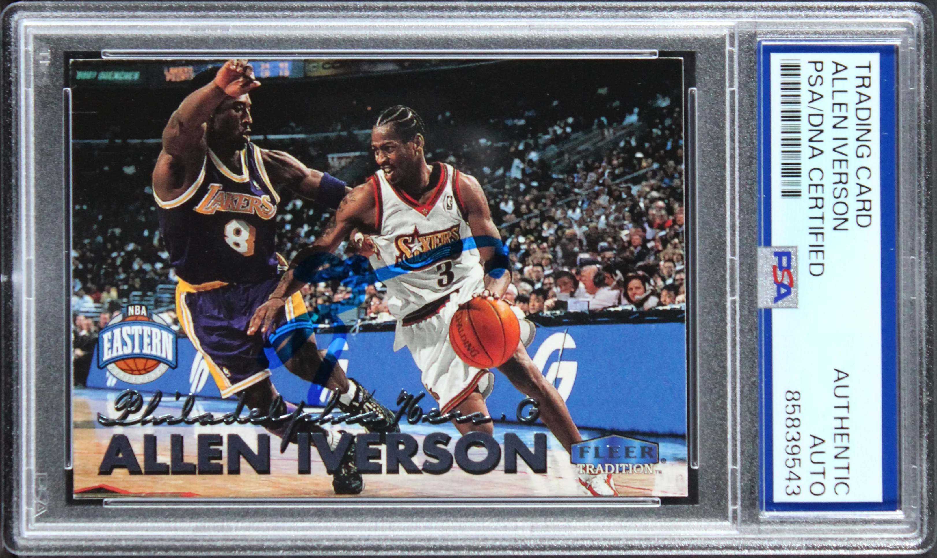 76ers Allen Iverson 1999 Fleer Tradition #123 Card Autographed PSA/DNA Slabbed - Image 2