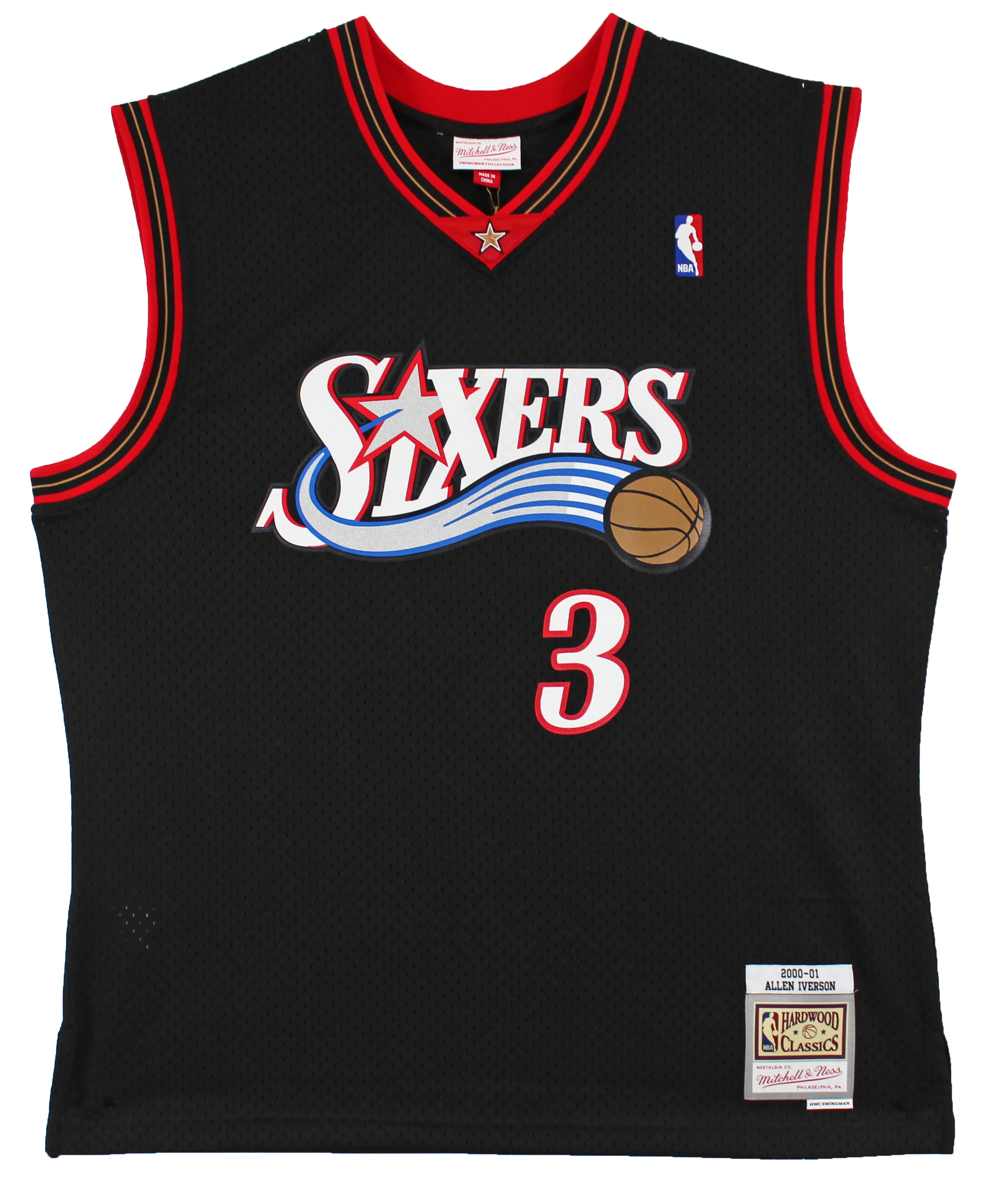 76ers Allen Iverson Authentic Signed Black M&N HWC Swingman Jersey BAS Witnessed - Image 4