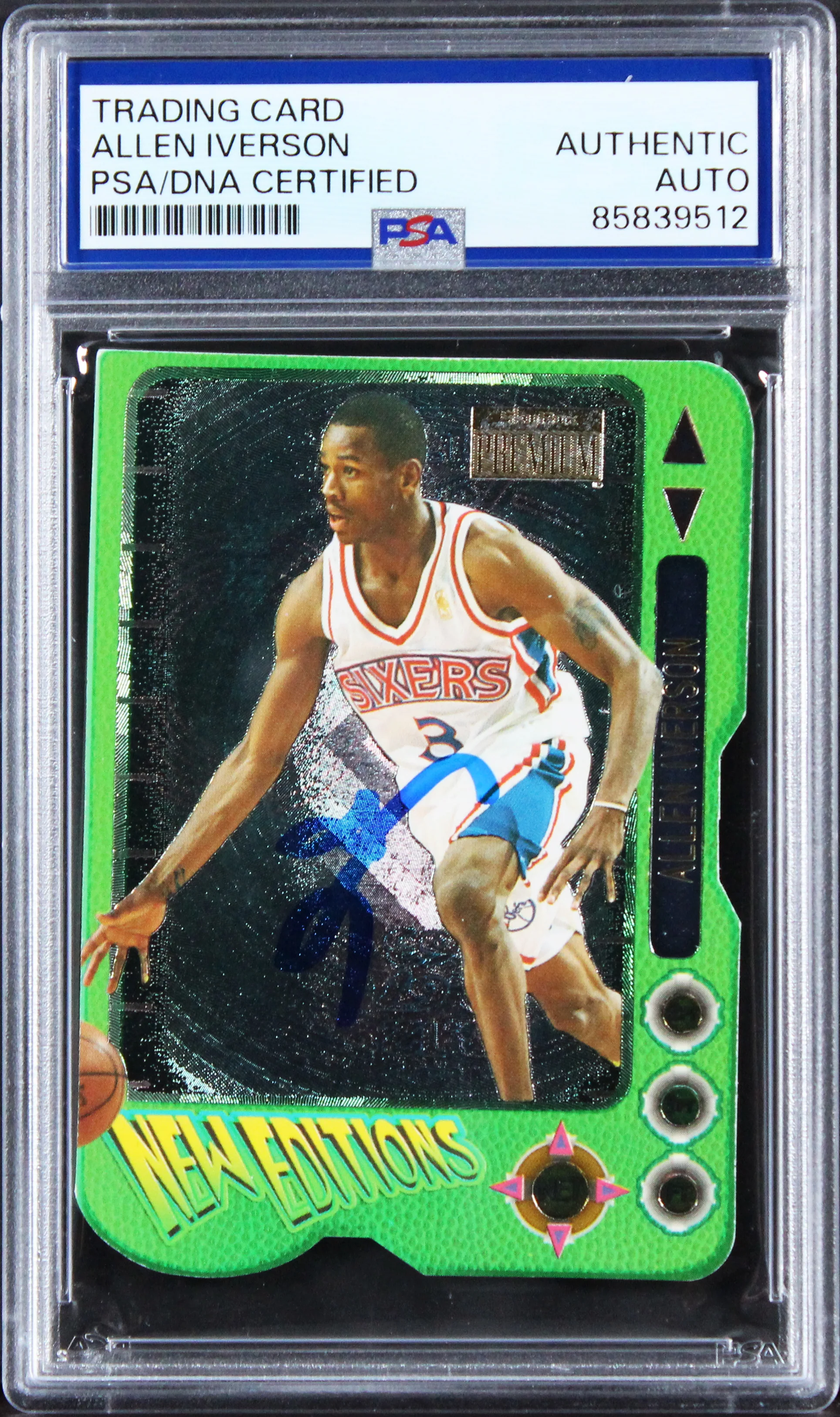 76ers Allen Iverson Signed 1996 SkyBox Premium #5 Rookie Card PSA/DNA Slabbed - Image 2