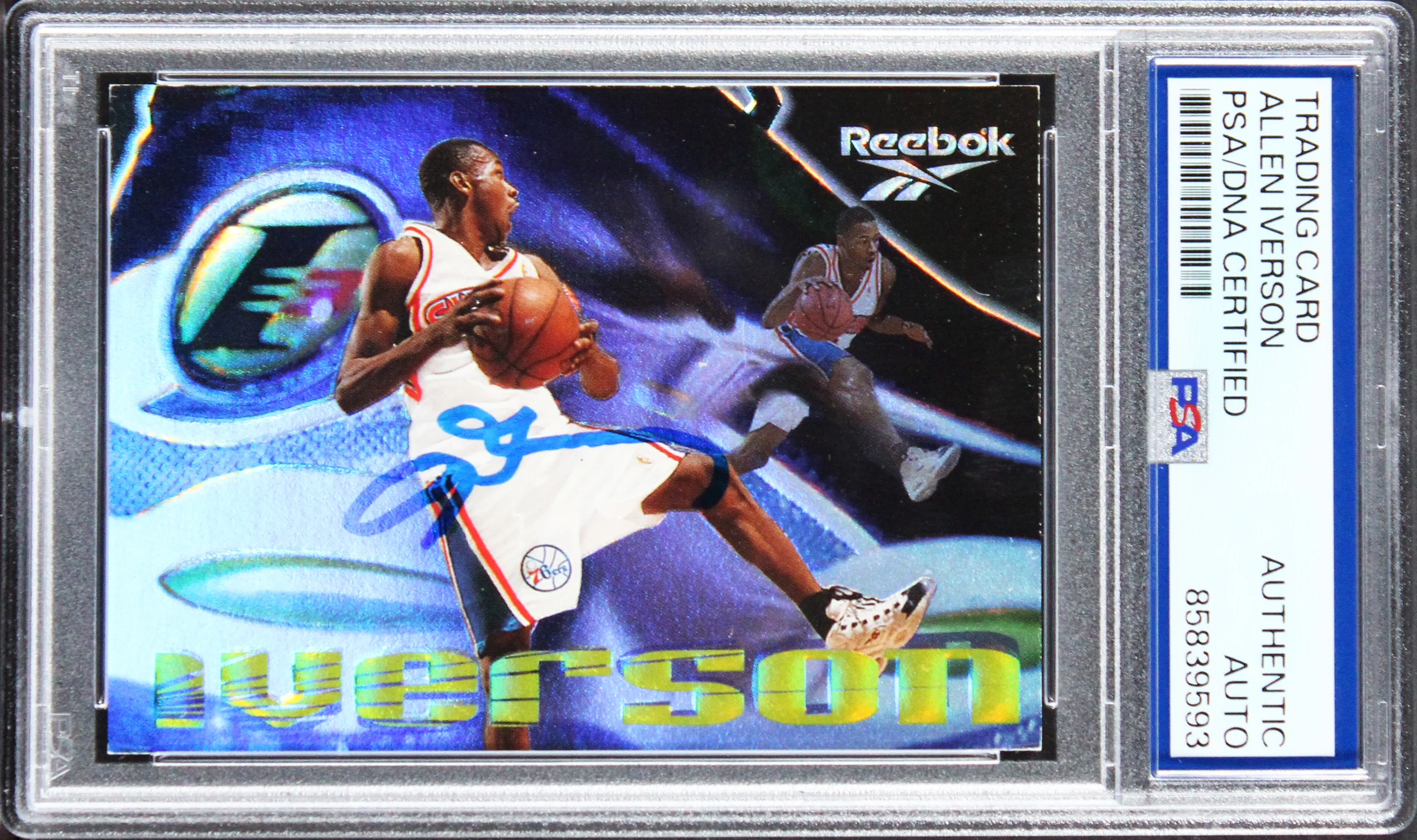 76ers Allen Iverson Signed 1996 Skybox Silver #100 Rookie Card PSA/DNA Slabbed - Image 2