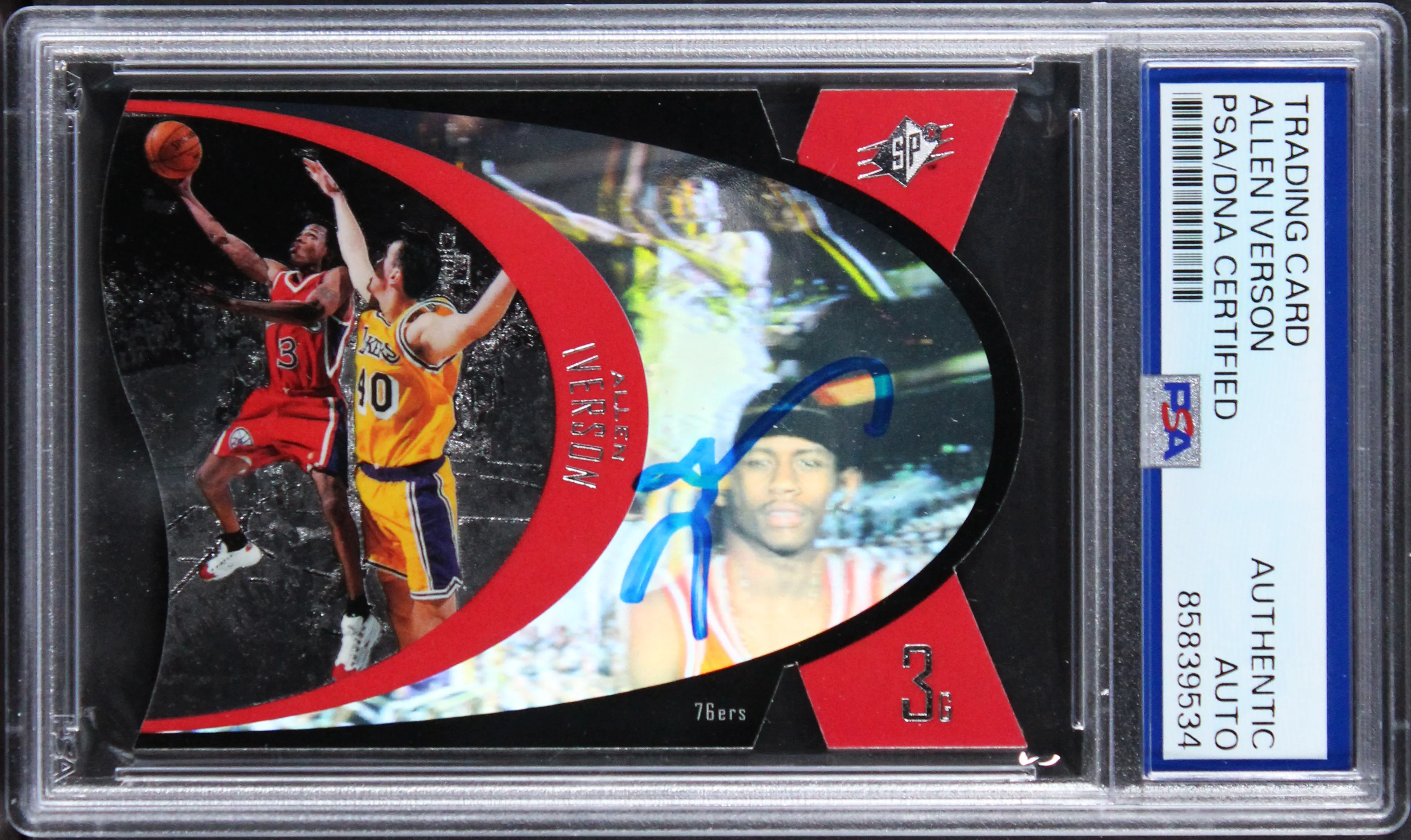 76ers Allen Iverson Signed 1996 Upper Deck SPx #35 Rookie Card PSA/DNA Slabbed - Image 2