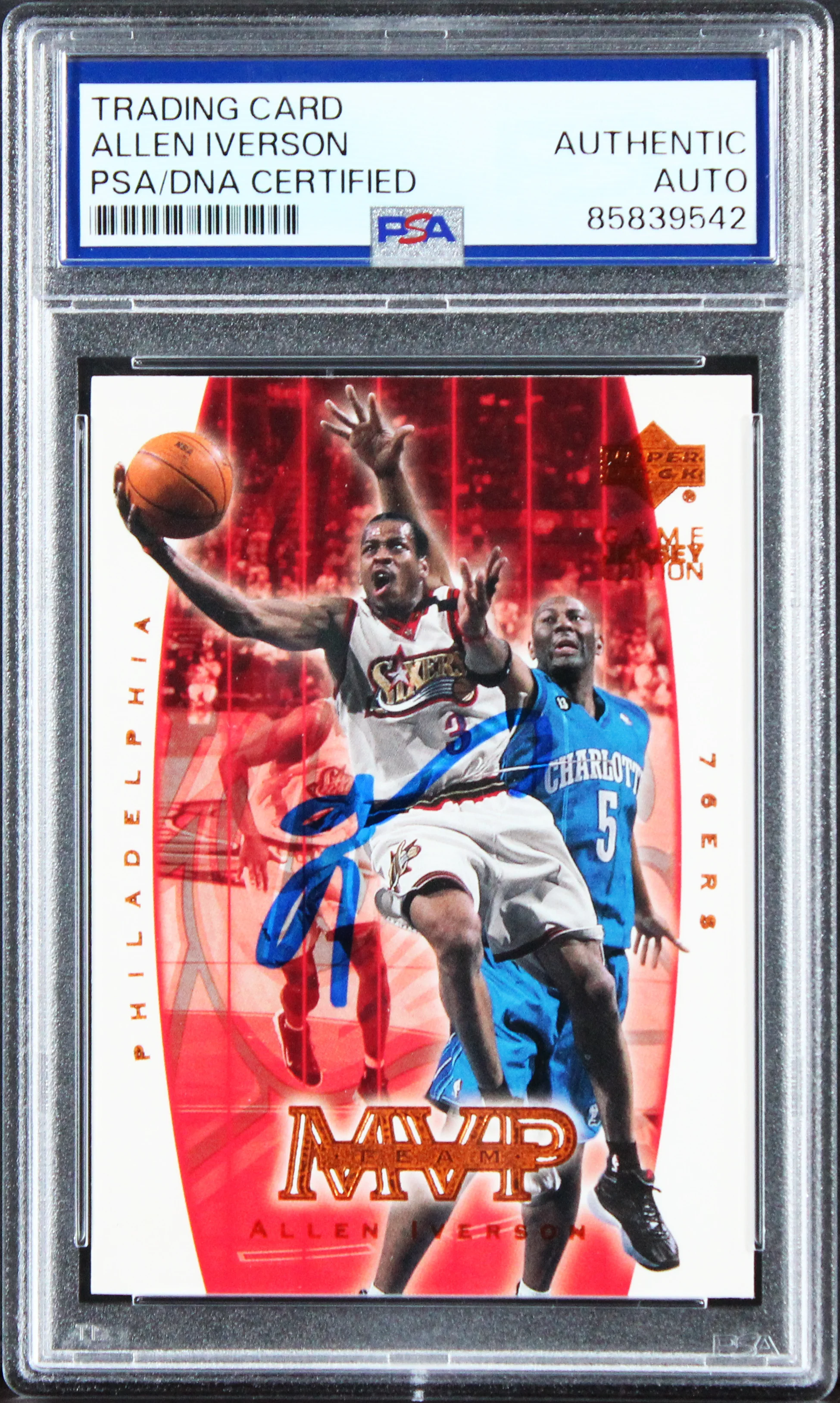 76ers Allen Iverson Signed 2000 Upper Deck GJ Edition #410 Card PSA/DNA Slabbed - Image 2