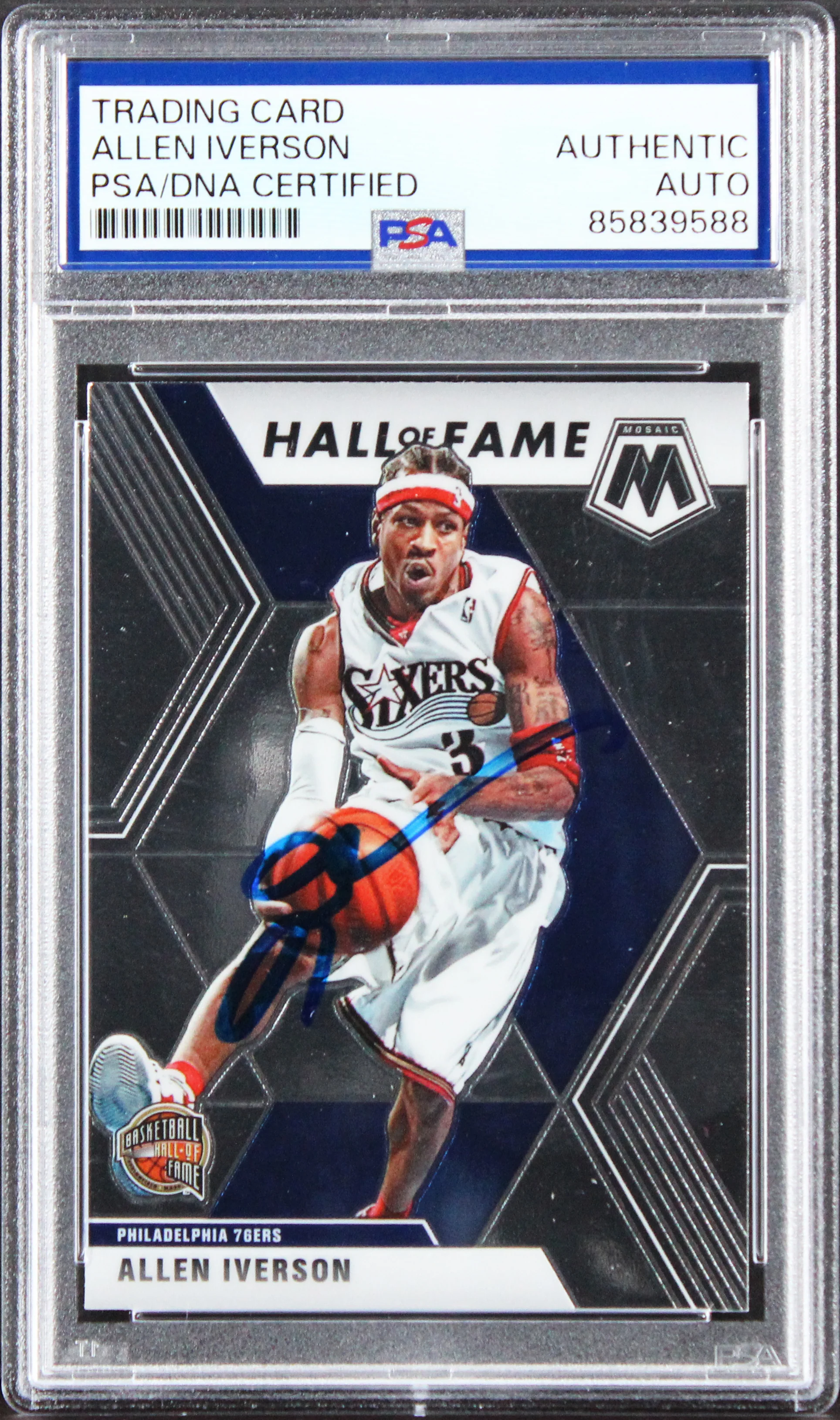 76ers Allen Iverson Signed 2019 Panini Mosaic Silver #287 Card PSA/DNA Slabbed - Image 2