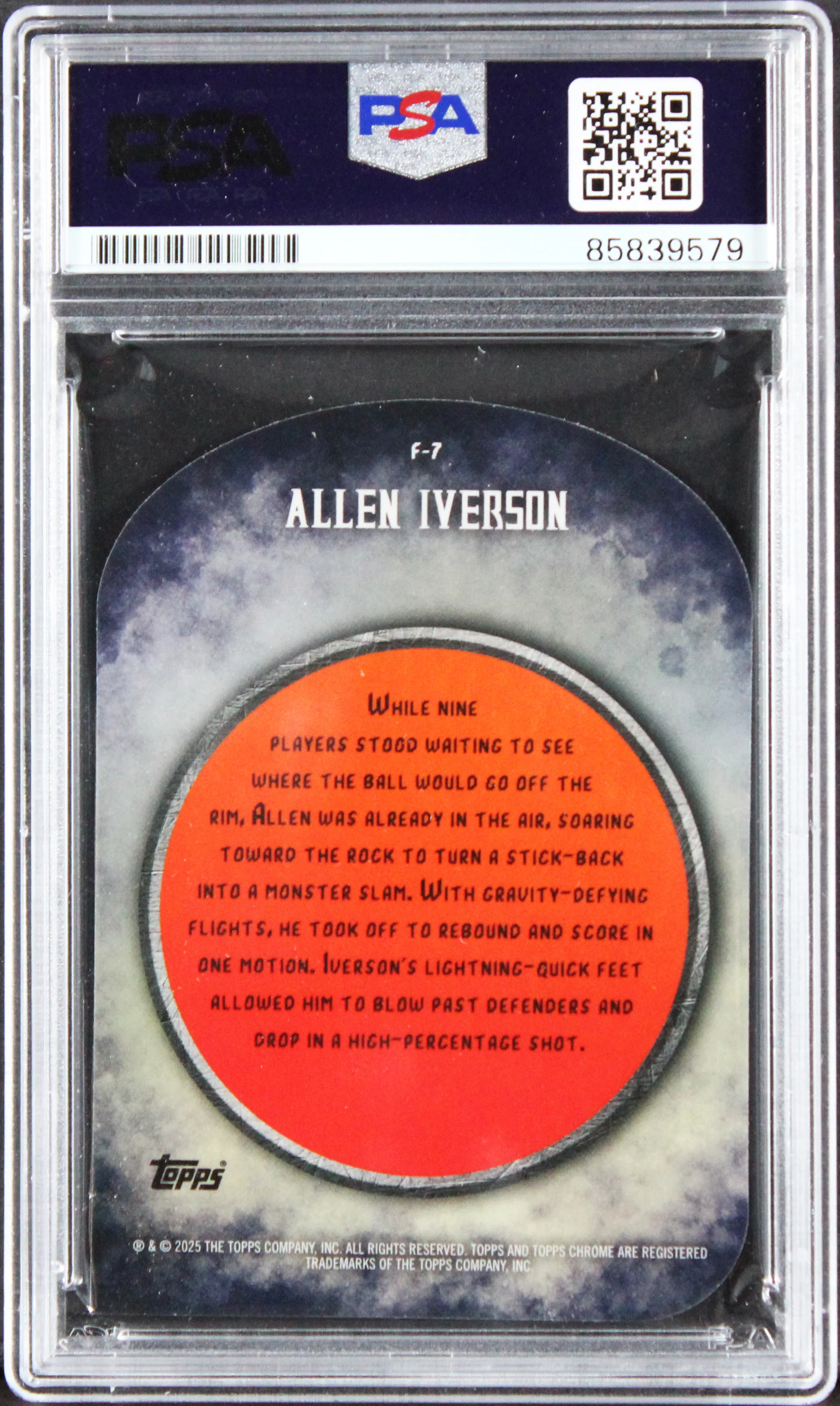 76ers Allen Iverson Signed 2024 Topps Finest X-Fractor #F-7 Card PSA/DNA Slabbed - Image 3