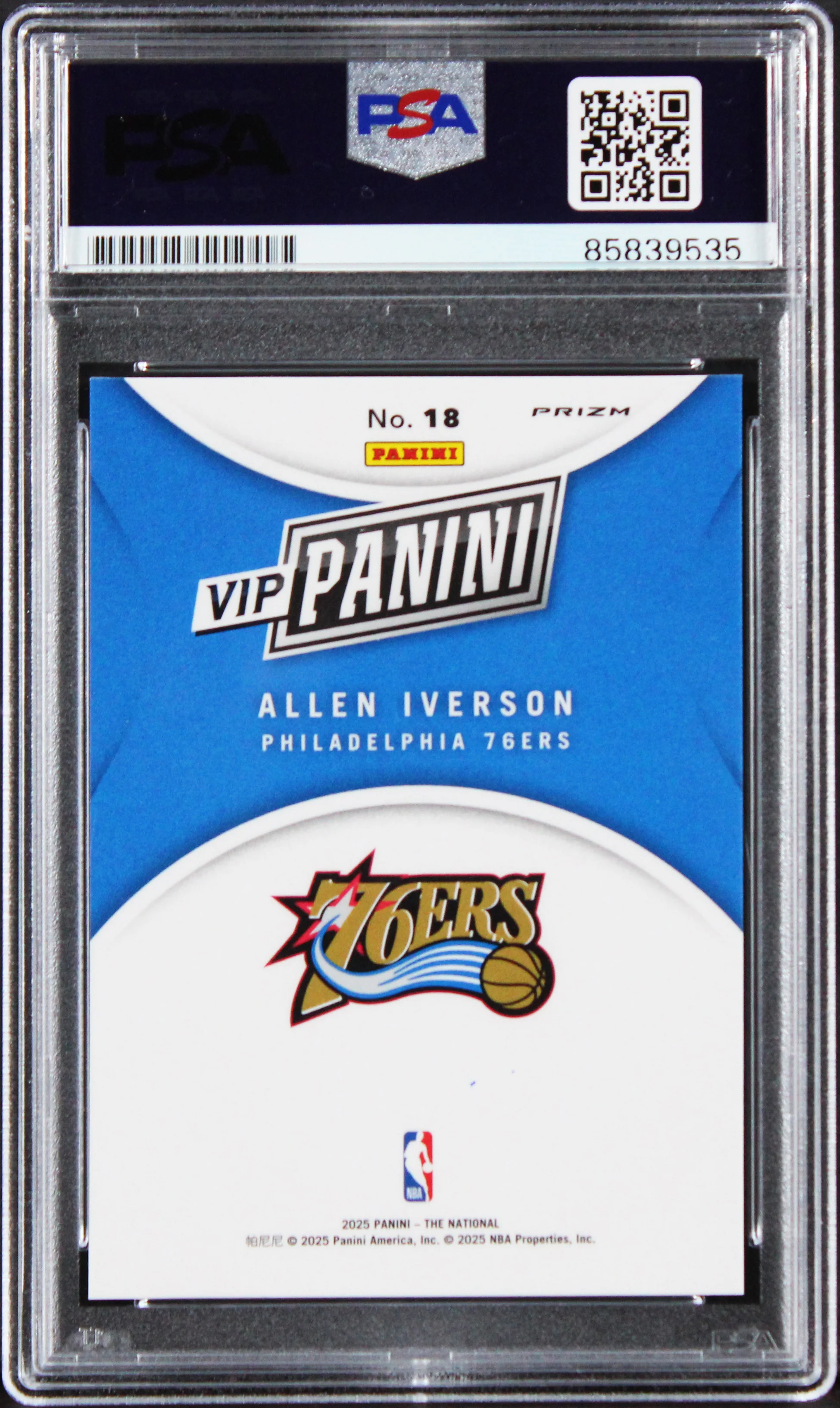 76ers Allen Iverson Signed 2025 Panini Baja Tiger Prizm #18 Card PSA/DNA Slabbed - Image 3