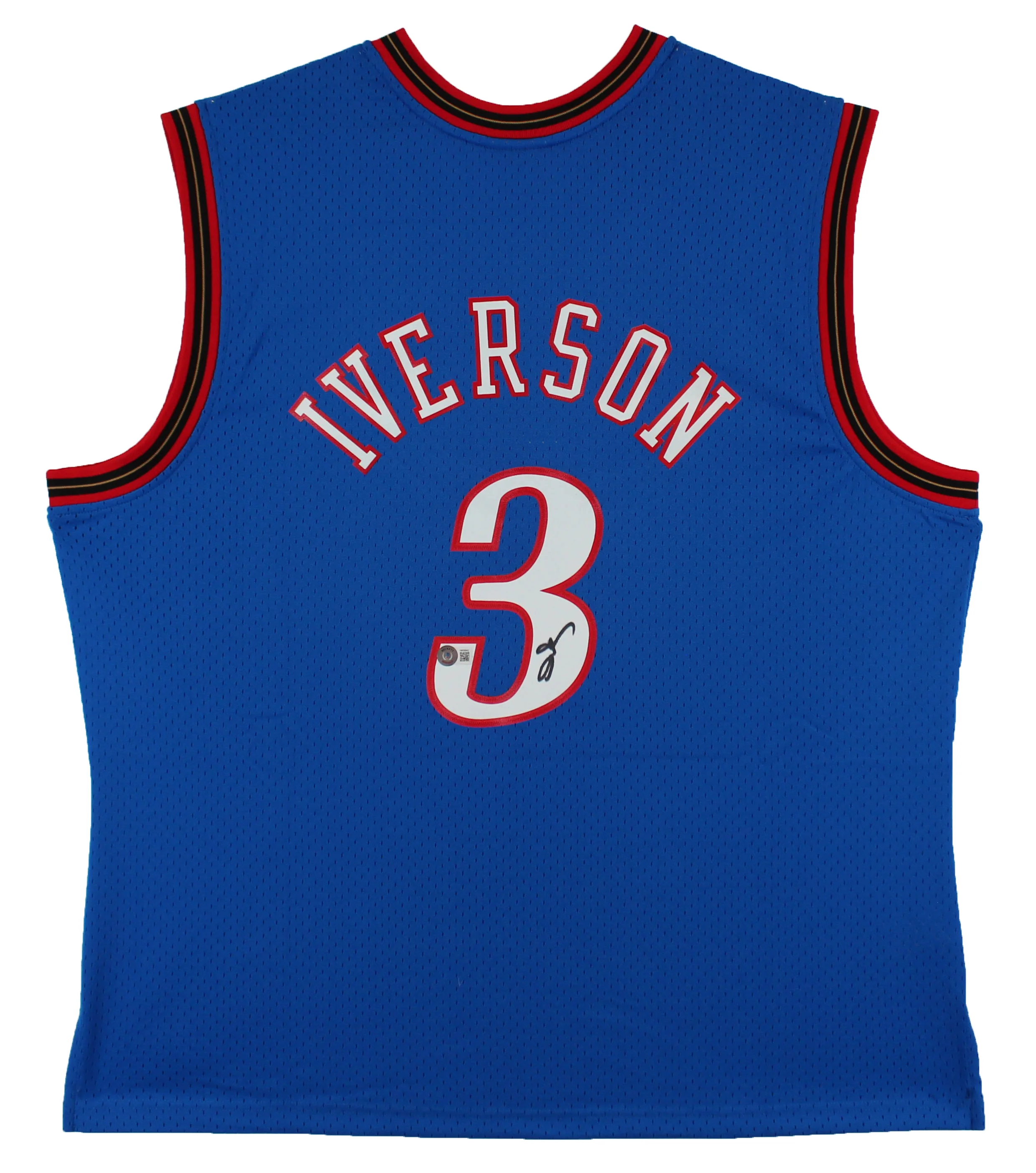 76ers Allen Iverson Signed Blue M&N 1999-00 HWC Swingman Jersey BAS Witnessed - Image 2