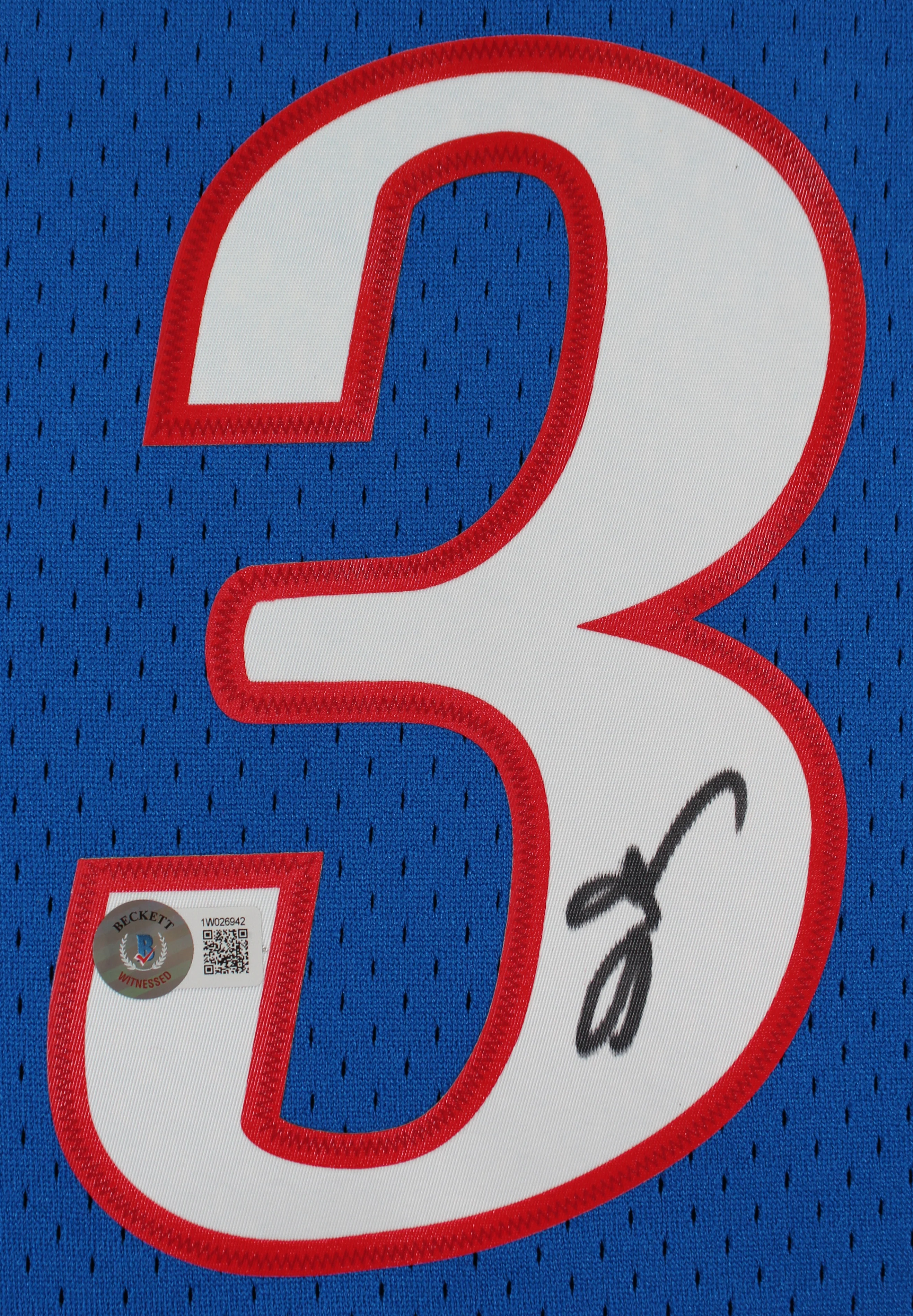76ers Allen Iverson Signed Blue M&N 1999-00 HWC Swingman Jersey BAS Witnessed - Image 3