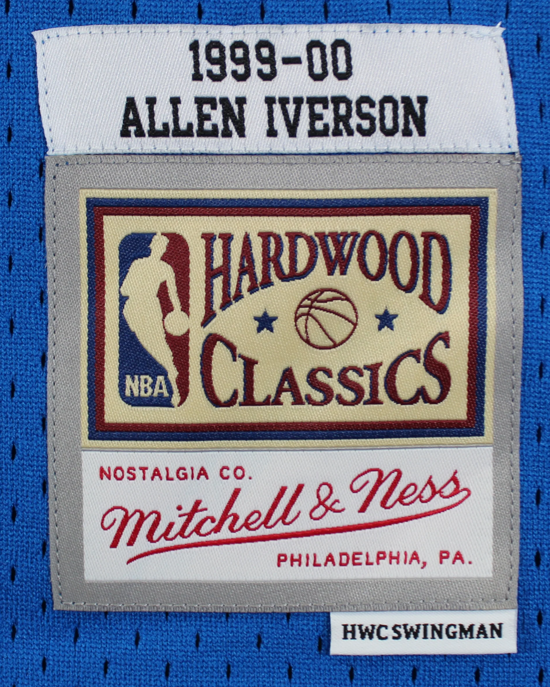 76ers Allen Iverson Signed Blue M&N 1999-00 HWC Swingman Jersey BAS Witnessed - Image 5