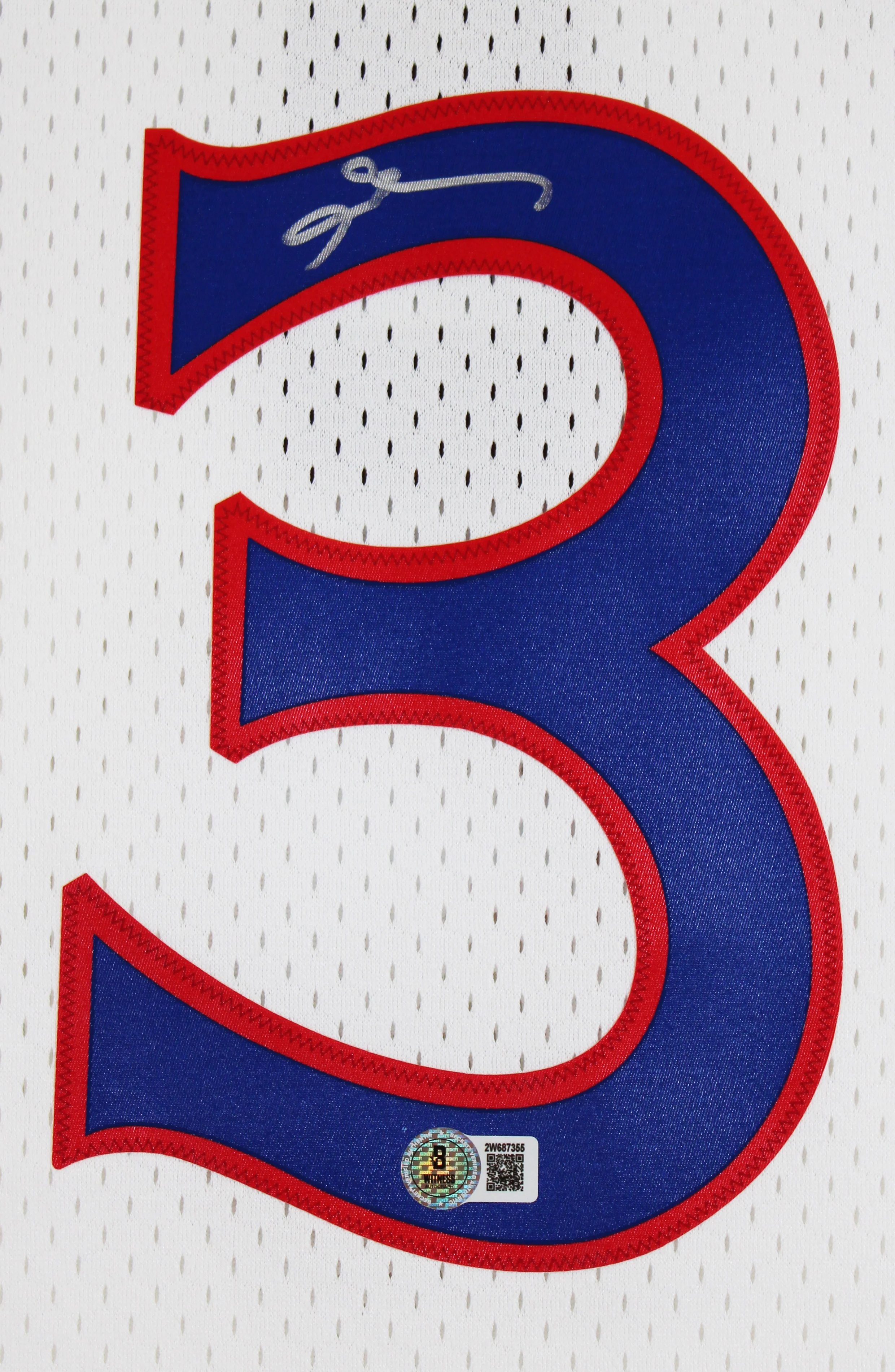76ers Allen Iverson Signed White 1996-97 M&N HWC Swingman Jersey BAS Witnessed - Image 4