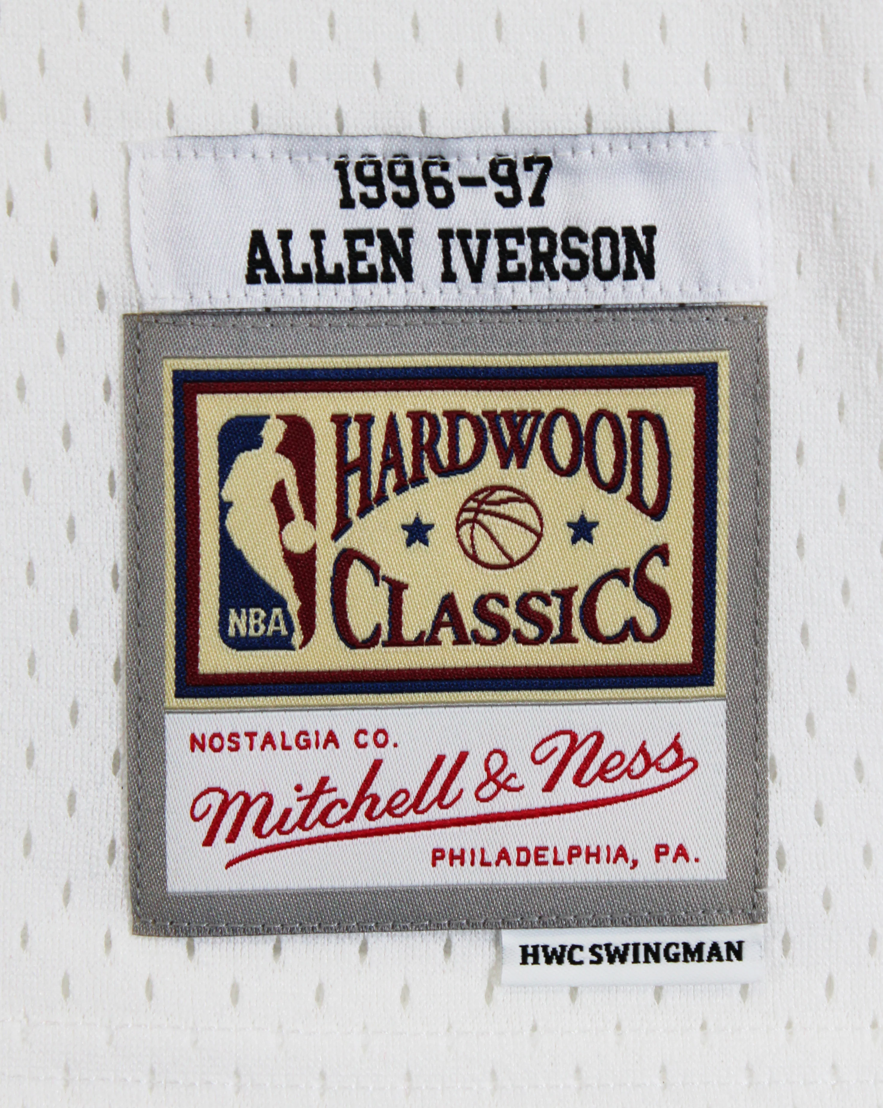 76ers Allen Iverson Signed White 1996-97 M&N HWC Swingman Jersey BAS Witnessed - Image 7