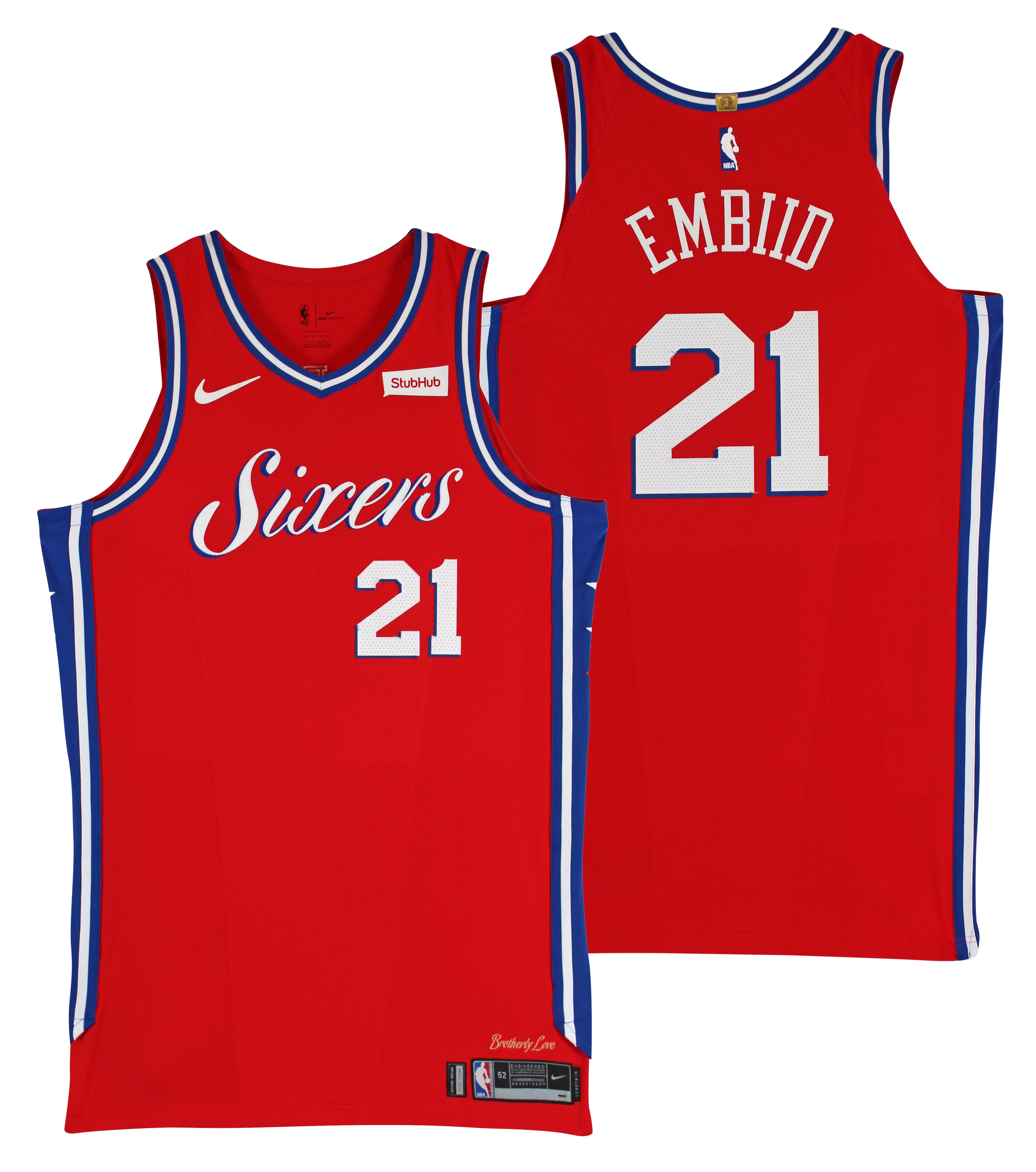 76ers Joel Embiid March 8, 2018 Game Used Red Road Nike Jersey NBA LOA - Image 2