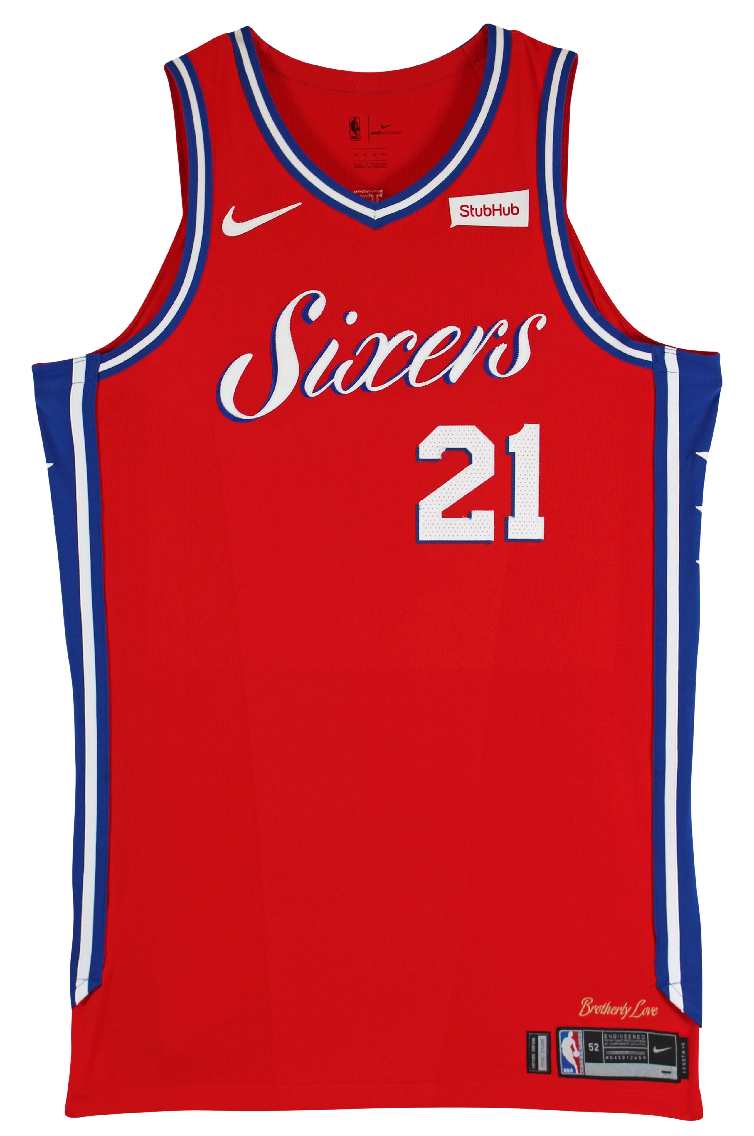 76ers Joel Embiid March 8, 2018 Game Used Red Road Nike Jersey NBA LOA - Image 5